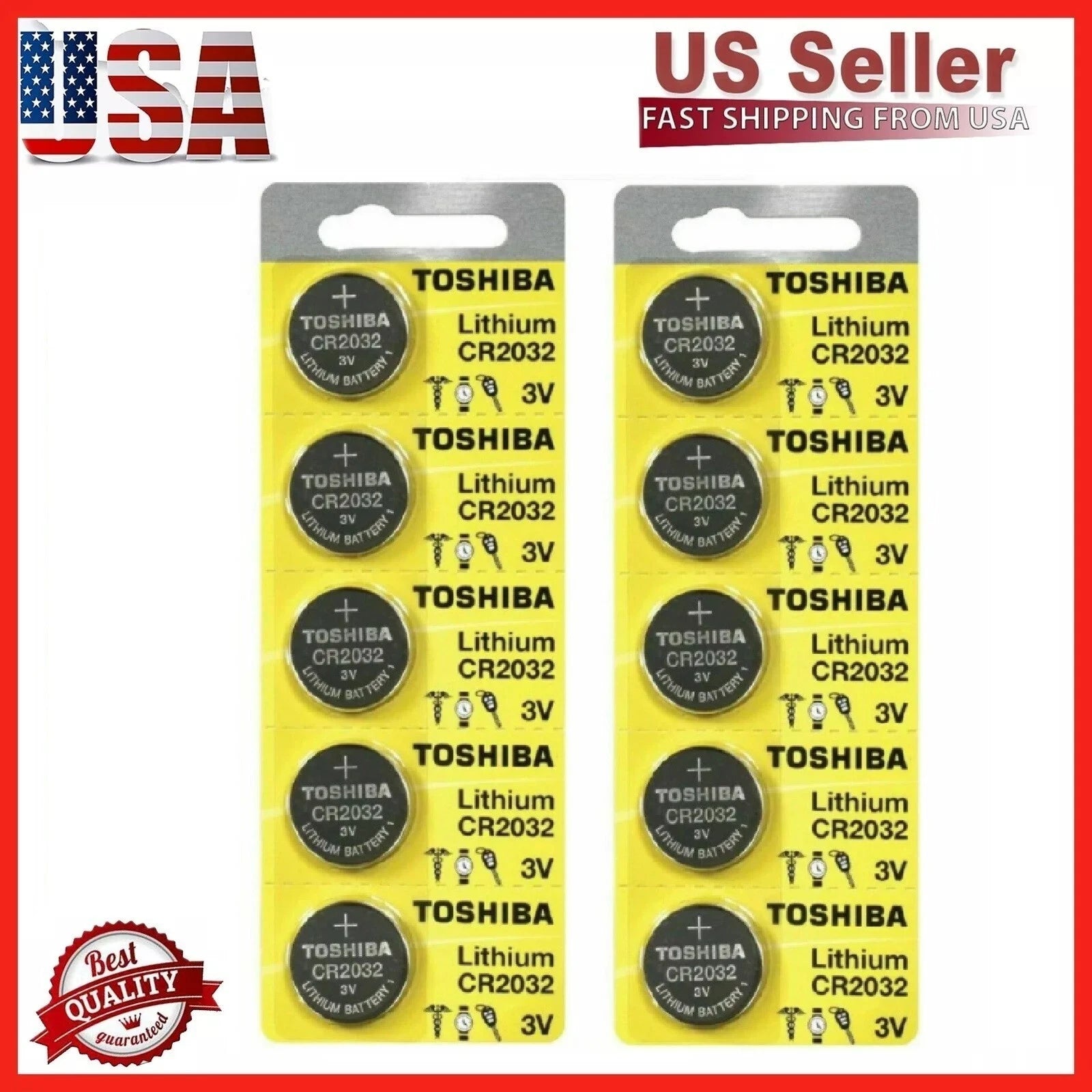 10 x New Original Toshiba CR2032 CR 2032 3V LITHIUM BATTERY BR2032 DL2032 Remote