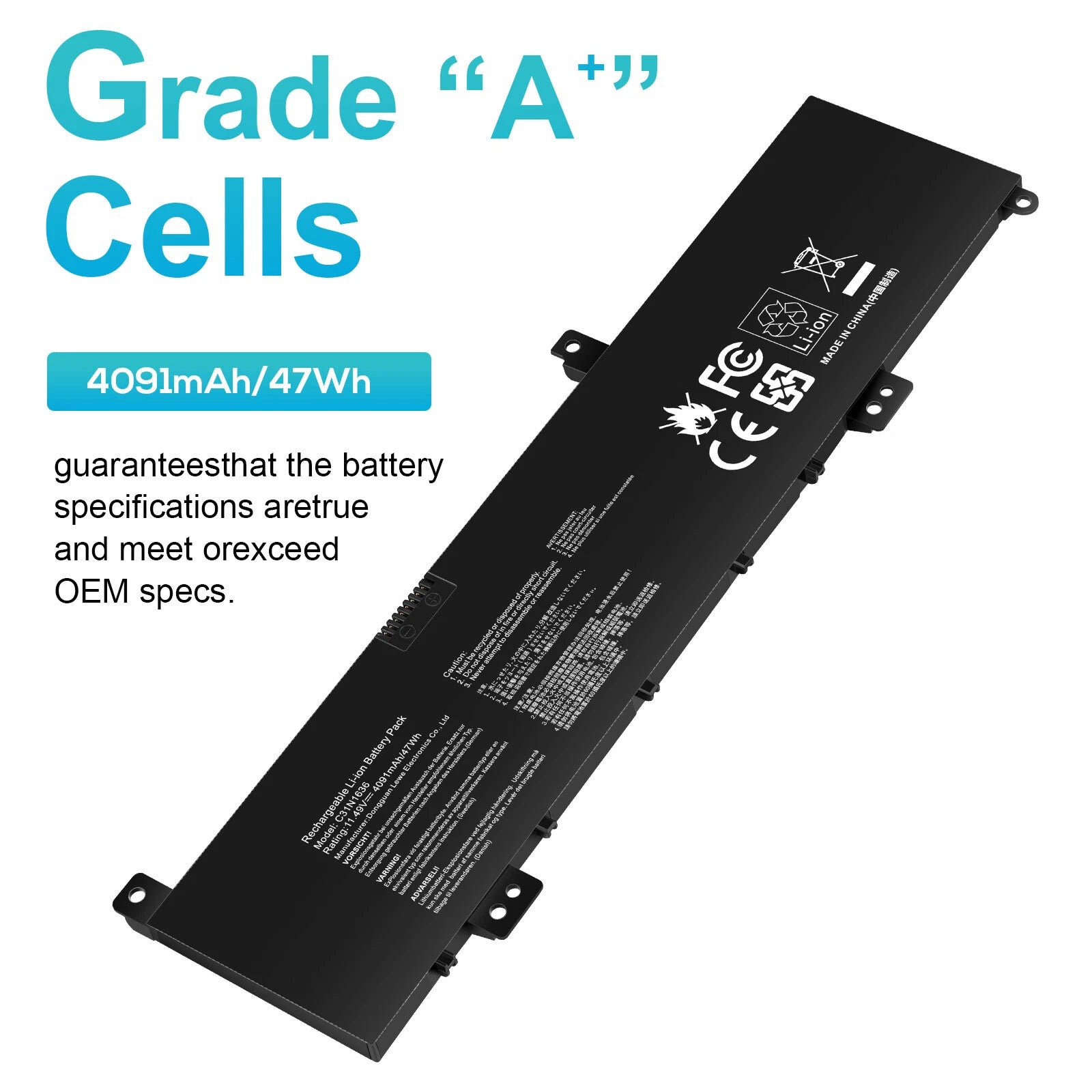 C31N1636 Battery For ASUS VivoBook Pro 15 N580VD N580GD N580VN NX580VD Series