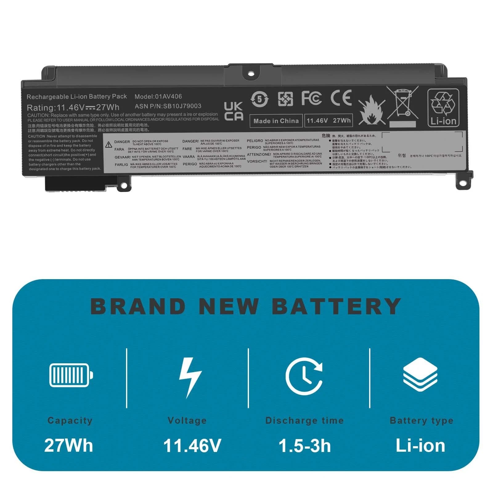 01AV406 Battery For Lenovo ThinkPad T460s T470s 00HW024 00HW025 01AV405 27Wh