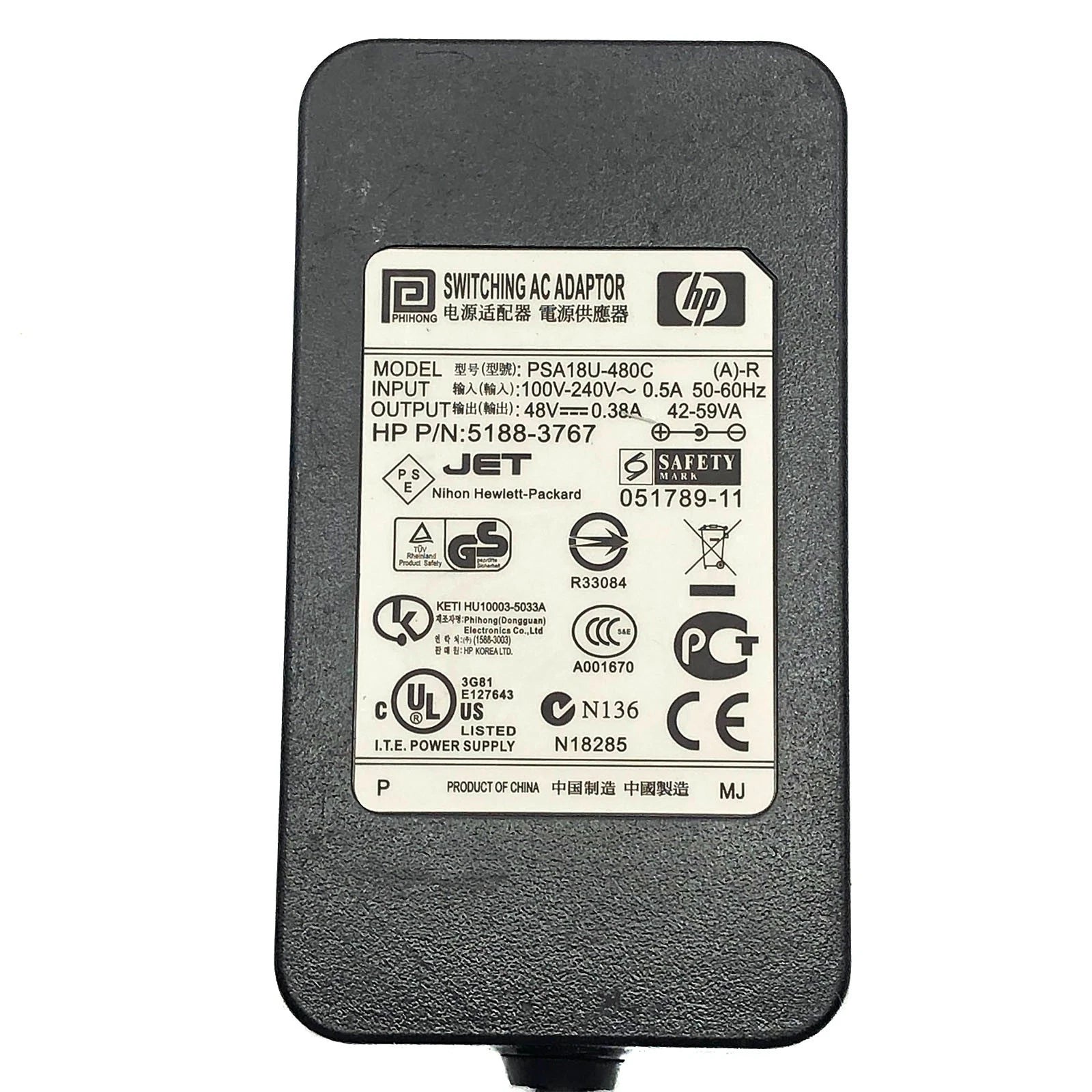 NEW Genuine Phihong PSA18U-480C Switching Power Supply Adapter 48V 0.38A 18W