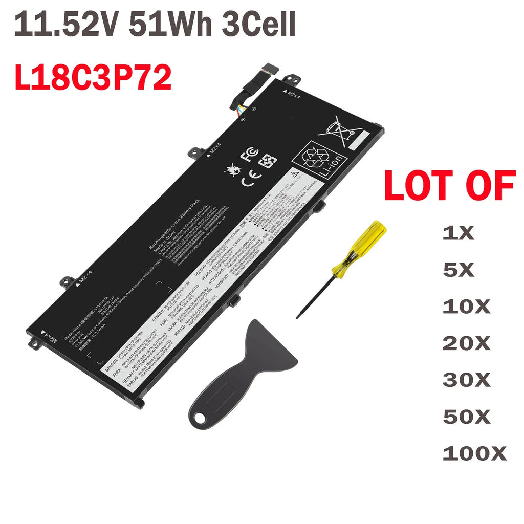 ??LOT L18L3P73 Battery For Lenovo ThinkPad T490 T495 P43S L18C3P72 L18M3P74 51Wh