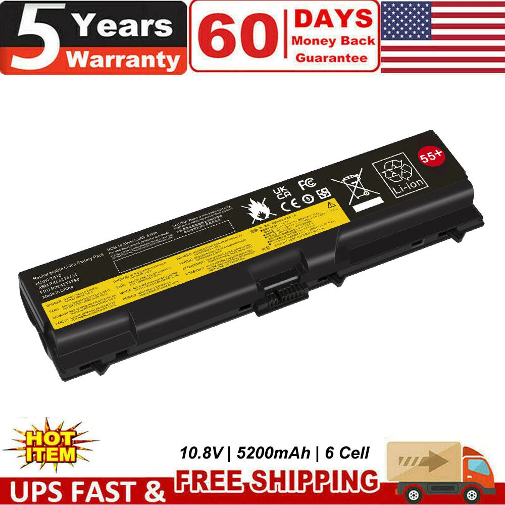 6Cell Battery for Lenovo ThinkPad T410 T420 T510 T520 SL410 SL510 E420 E425 E520