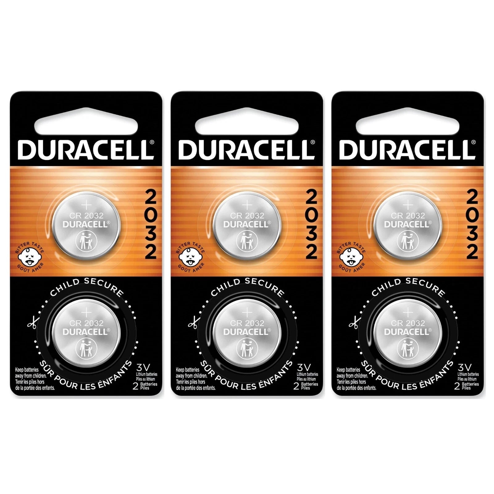 6 2032 Duracell Coin Cell Batteries - Lithium 3V - (CR2032, DL2032, ECR2032)