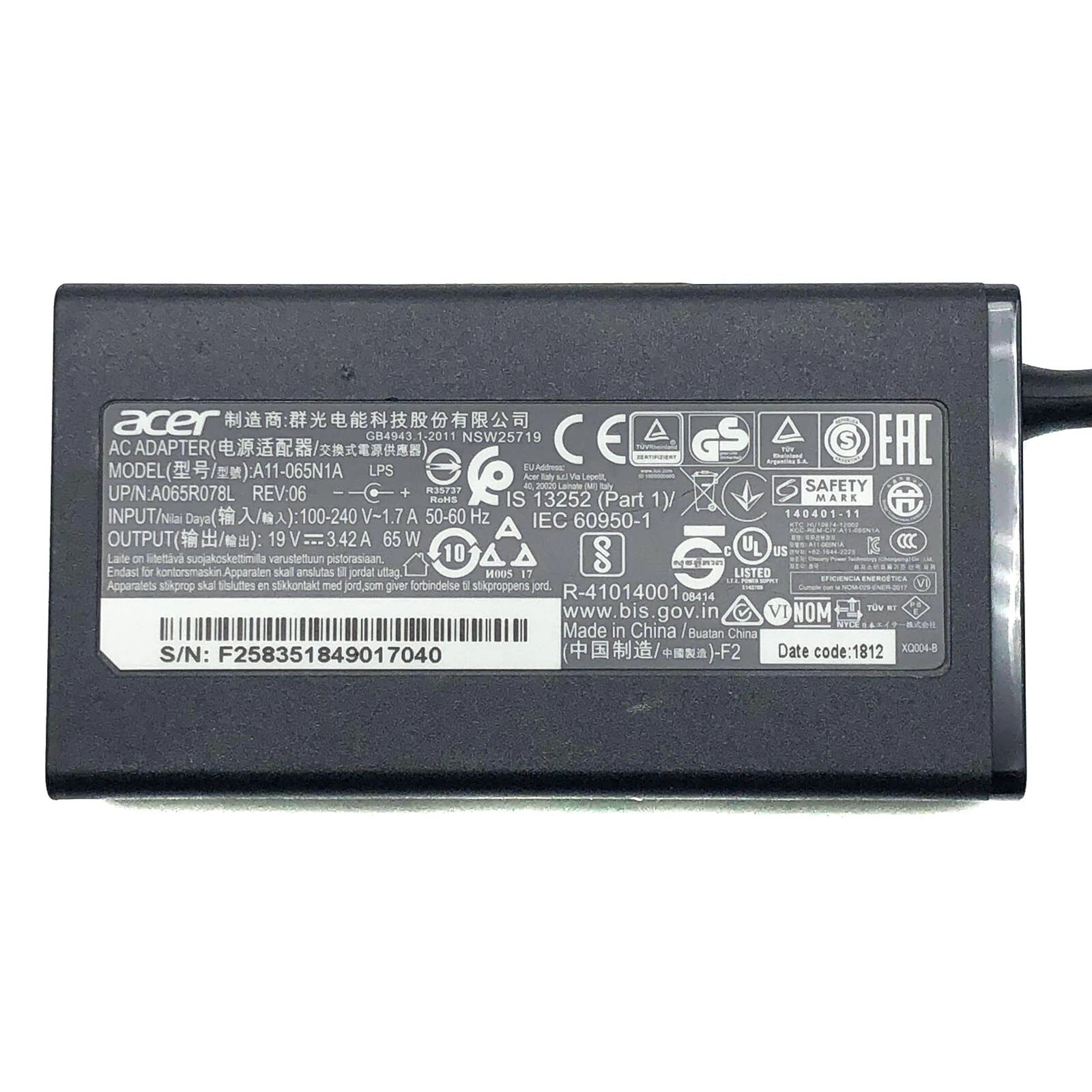 NEW Genuine Acer 65W AC Adapter for Acer Aspire 5 A515-43-R19L A515-51G-5536