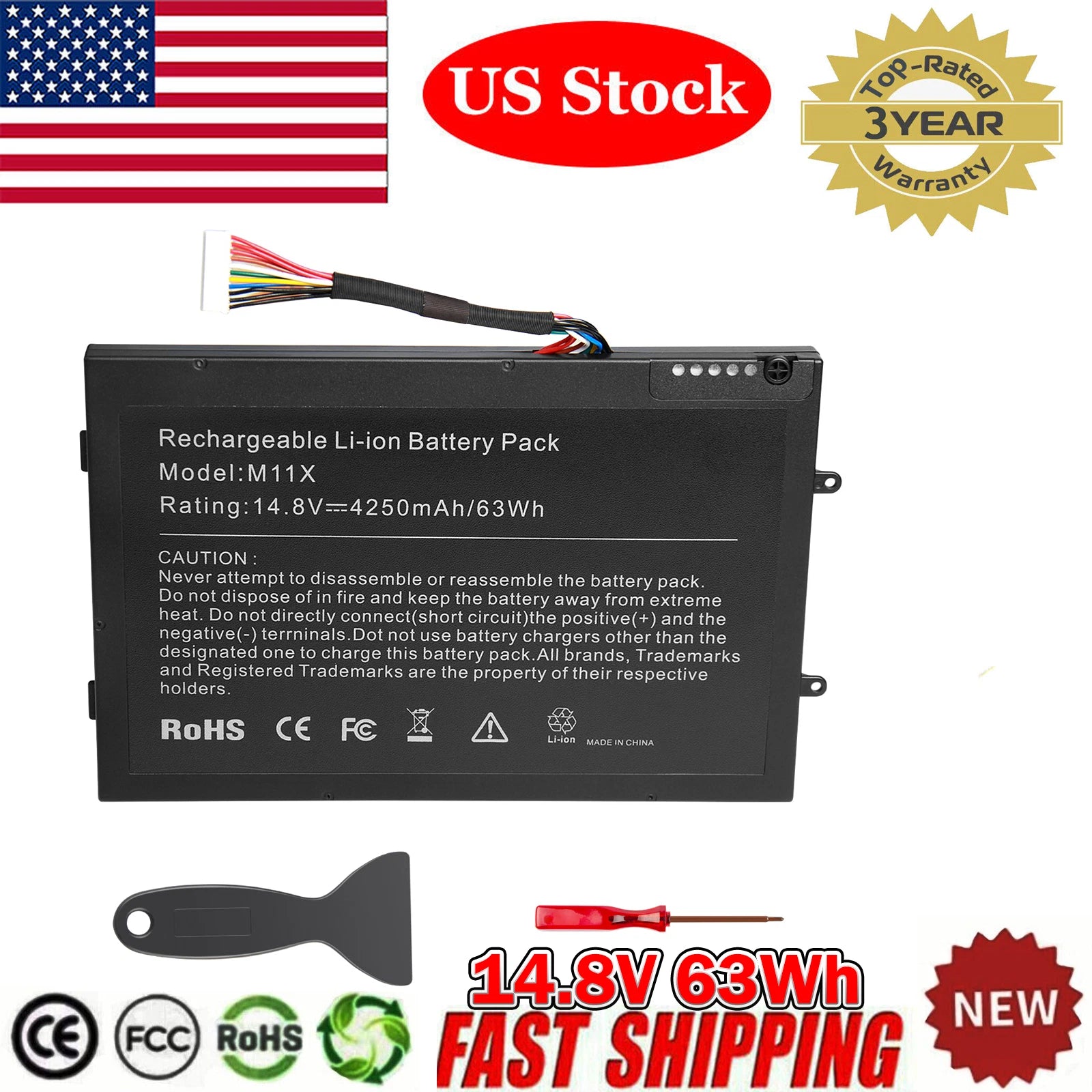 63Wh Battery for DELL Alienware M11x M14x R1 R2 R3 Series PT6V8 8P6X6 P06T PC