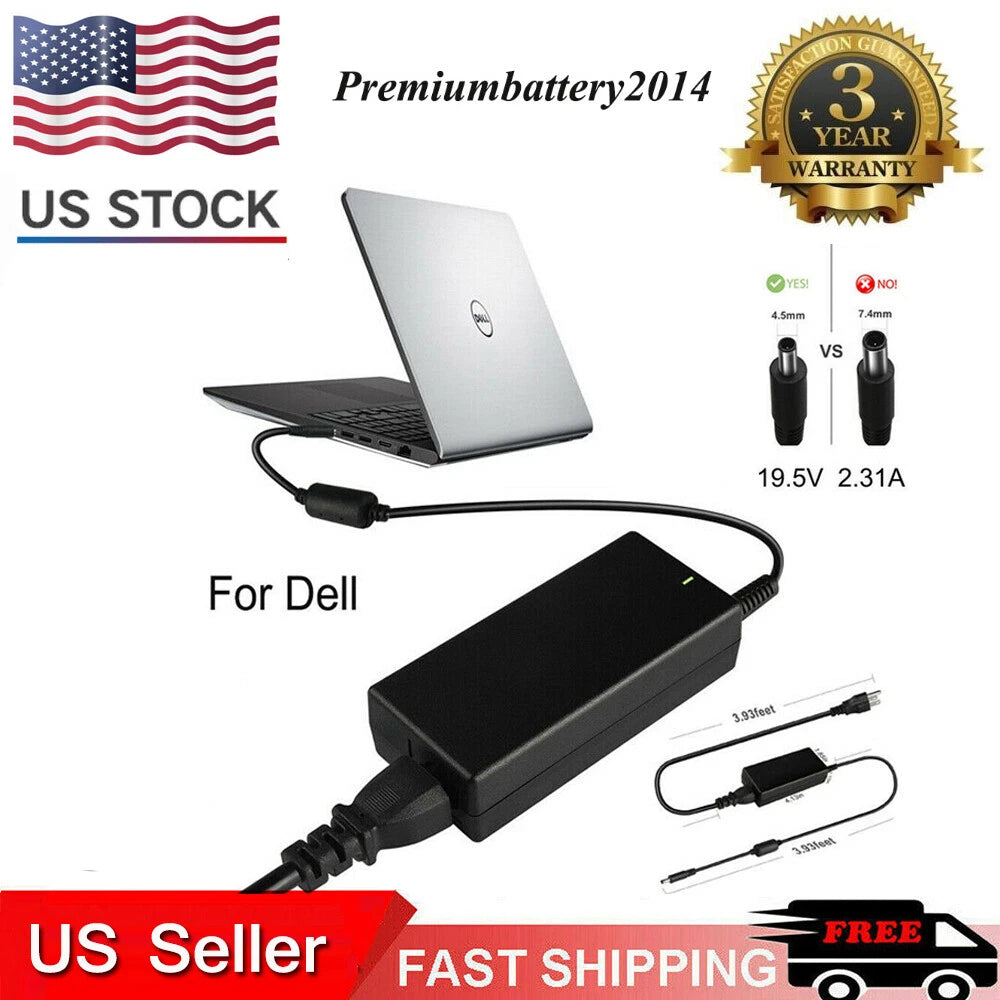 For Dell Inspiron 15 P47F P51F P55F P58F 45W 19.5V 2.31A AC Adapter Charger US