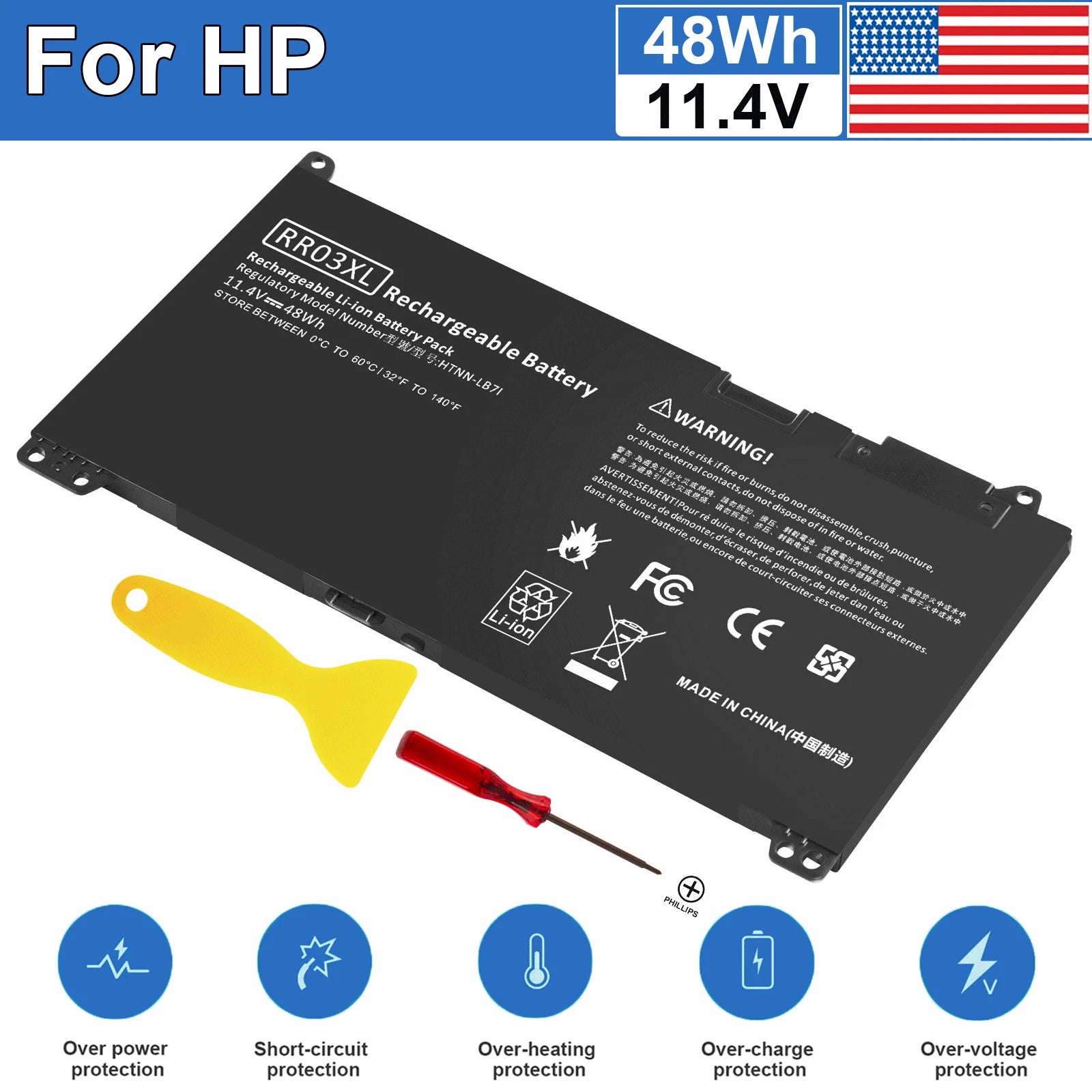 RR03XL Battery For HP ProBook 430 440 450 470 G4 G5 Series HSTNN-PB6W HSTNN-LB7I
