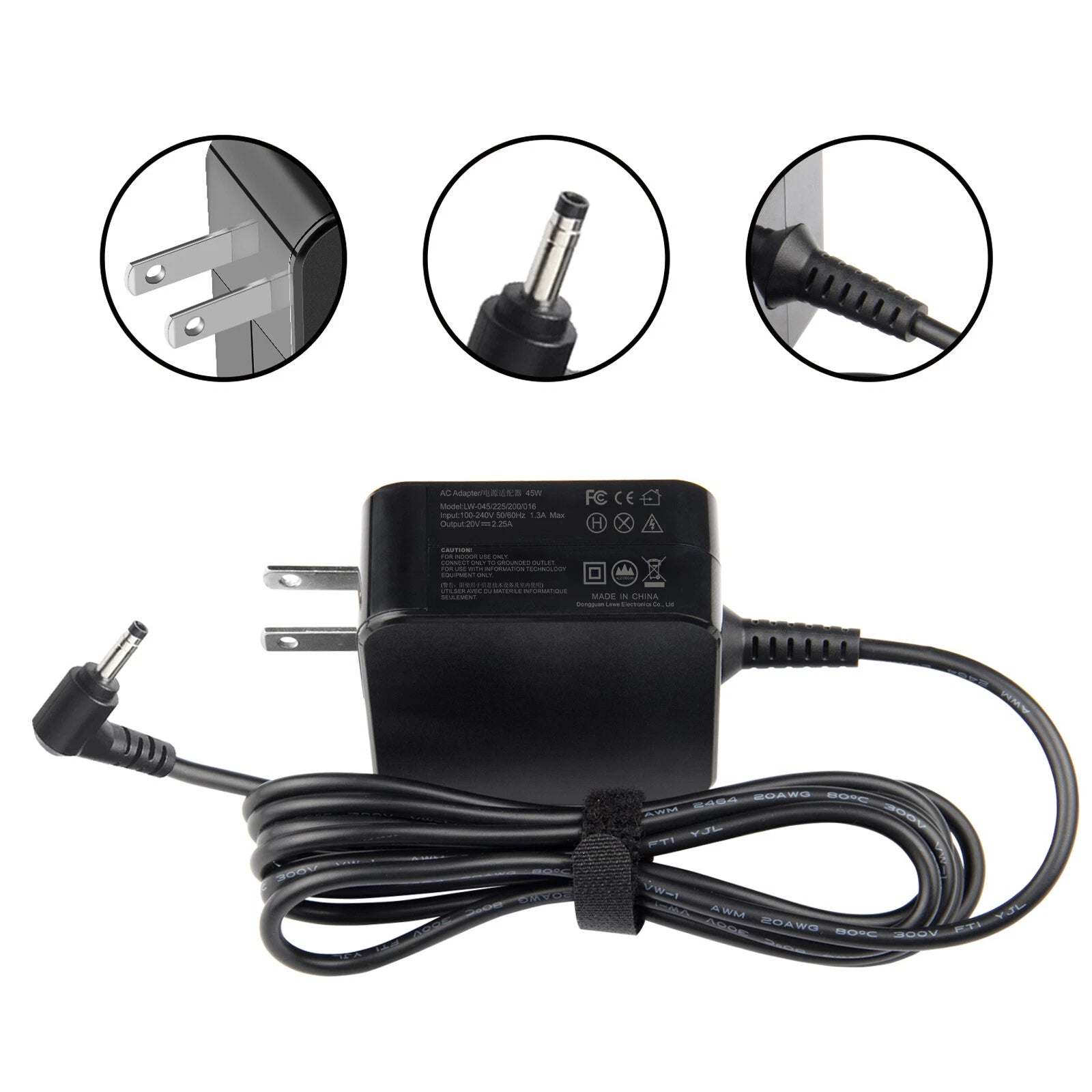 AC Adapter Charger For Lenovo IdeaPad 3 15IML05 81WR000FUS Laptop Power Cord 45W