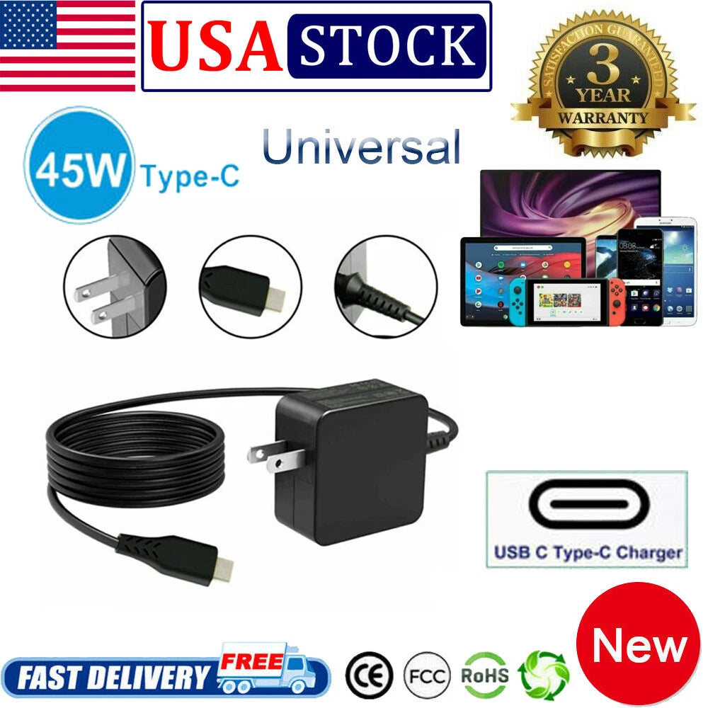 45W USB C Type C AC Adapter Charger LA45NM150 for Dell XPS 13 9365 9370 9380 US