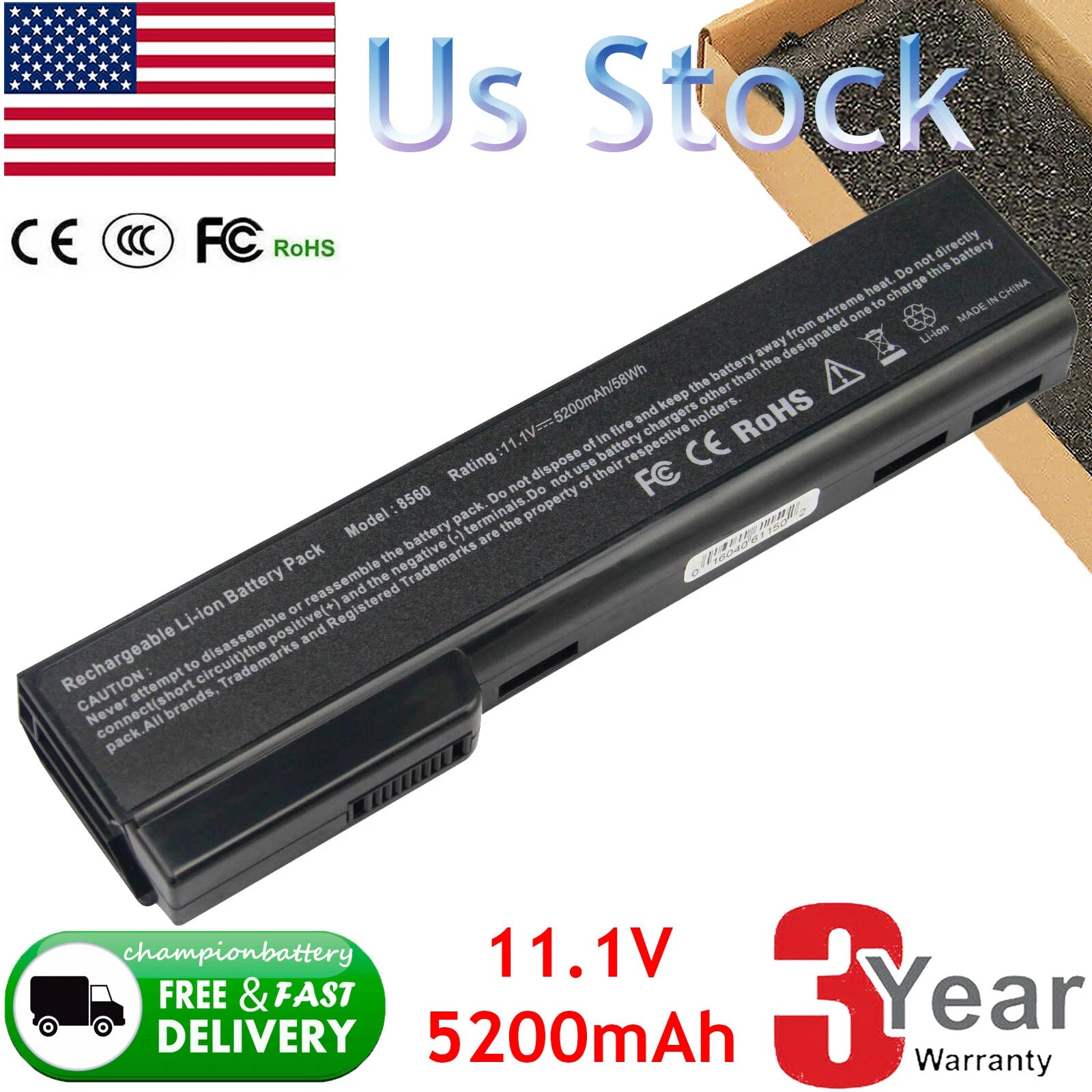 New CC06XL Battery for HP EliteBook 8460w 8470p 8560p ProBook 6360b 628369-421