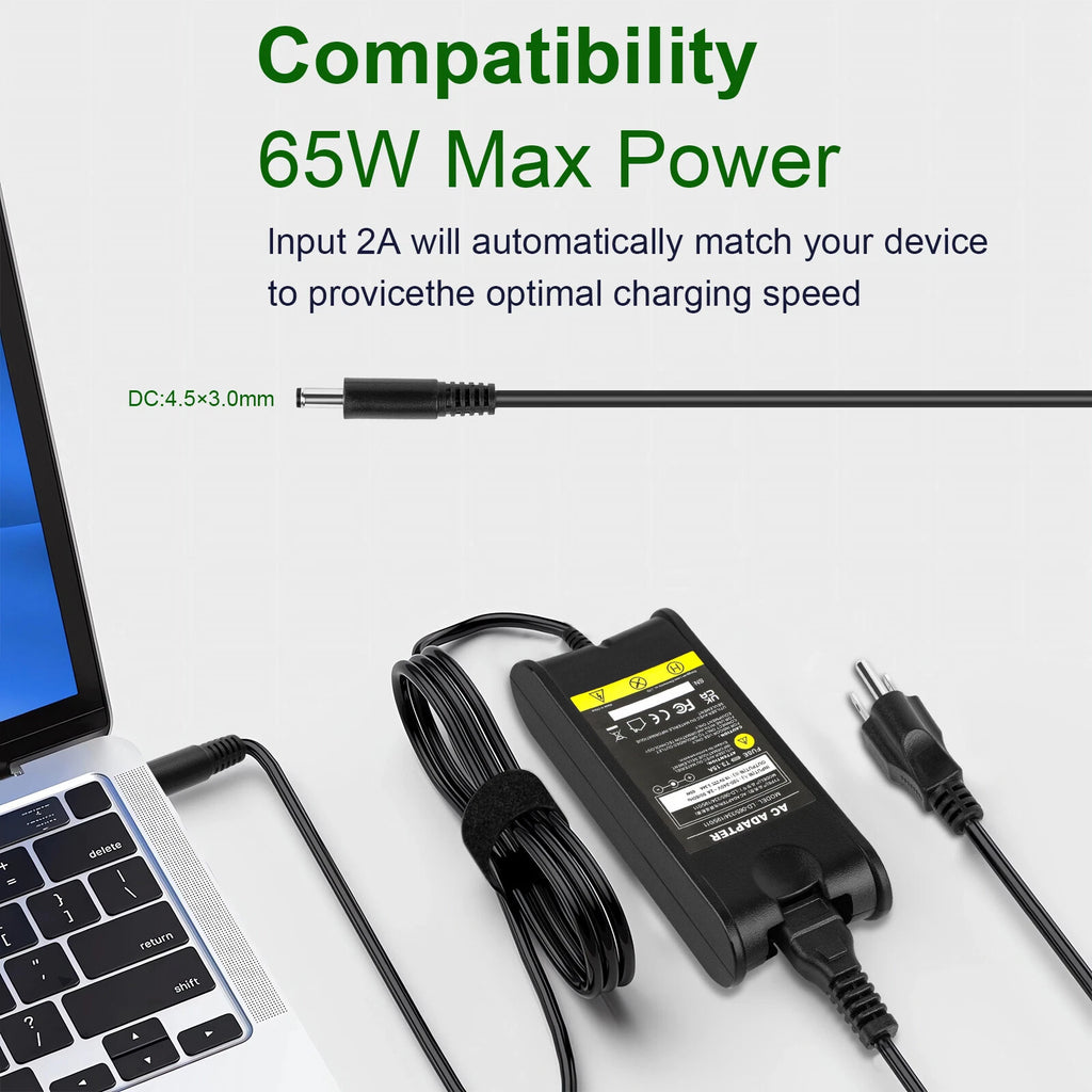 65W AC Adapter Charger for Dell Latitude 13 3301 3310 3390 14 3410 3490 15 3500