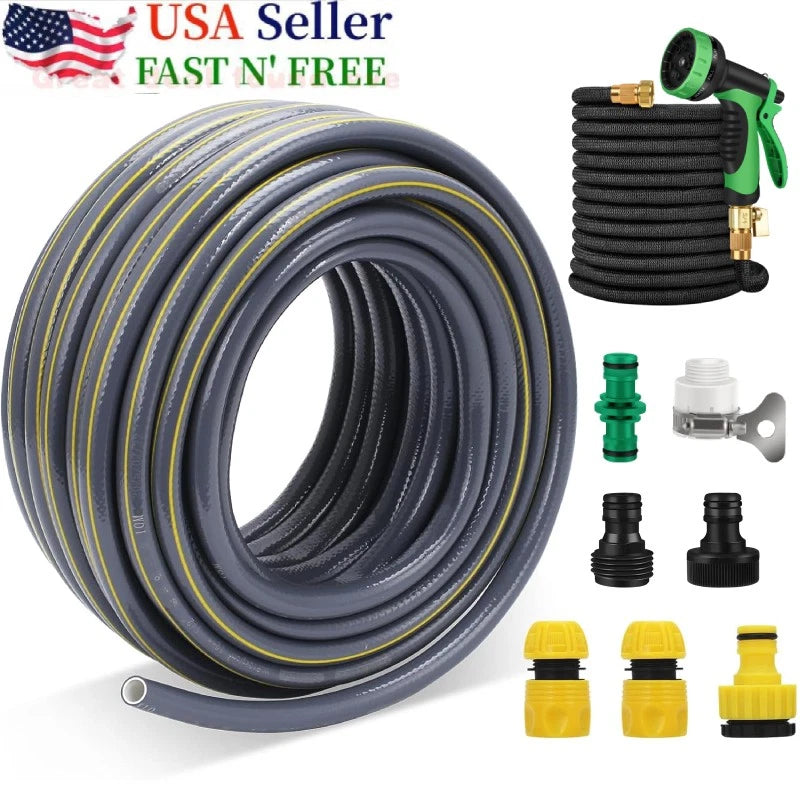 150ft PVC Deluxe Heavy Duty Expandable Flexible Garden Water Hose Quick Connect