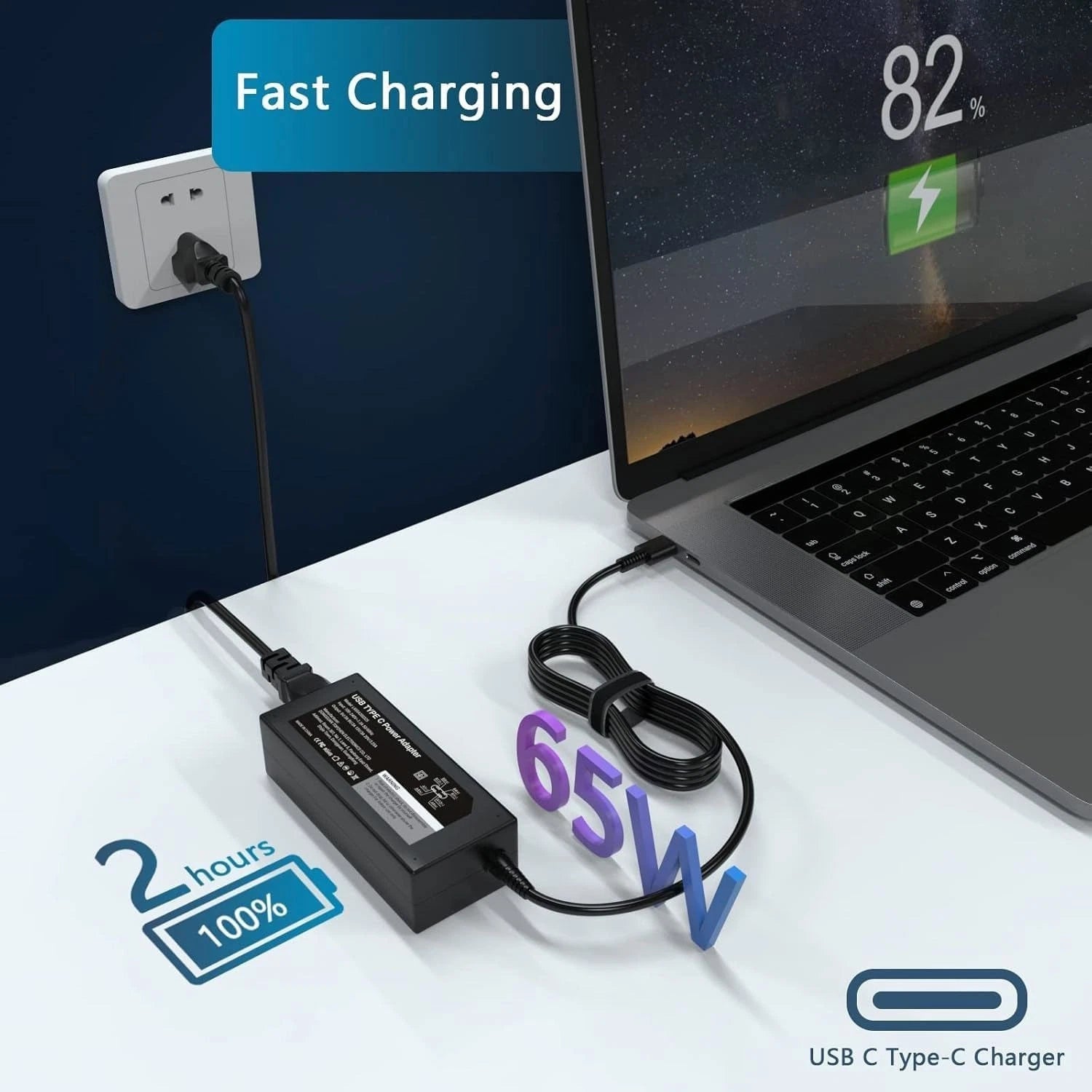 65W USB-C Laptop Charger For HP AI PC OmniBook 5 X Flip EliteBook Power Adapter