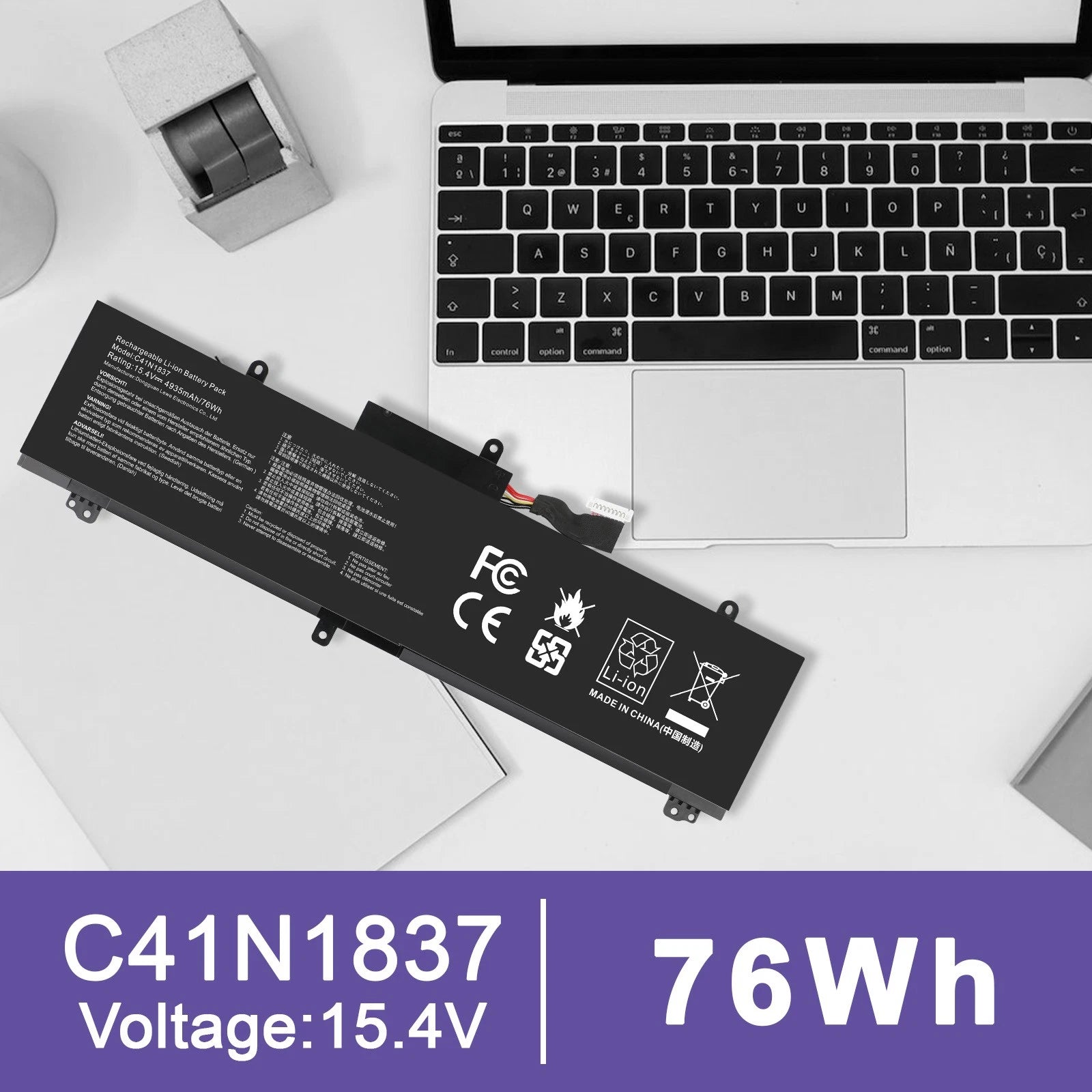 C41N1837 Battery 76Wh for ASUS ROG Zephyrus GA502 GX502 GX532 GU502G Series US
