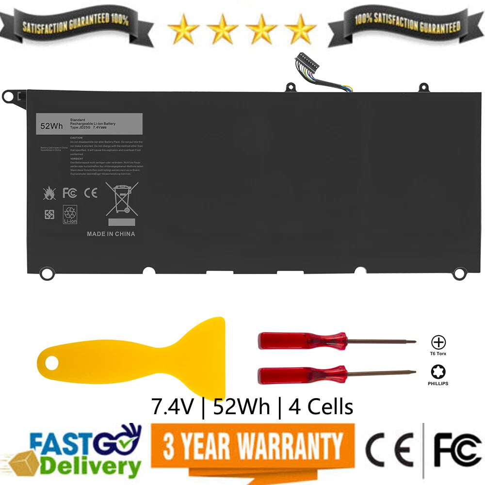 JD25G 52Wh Battery For Dell XPS 13 9350 9343 0DRRP 090V7W JHXPY P54G001 P54G002