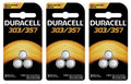 9 Duracell 303 357 Watch and Calculator Batteries (3 x 3 Packs)