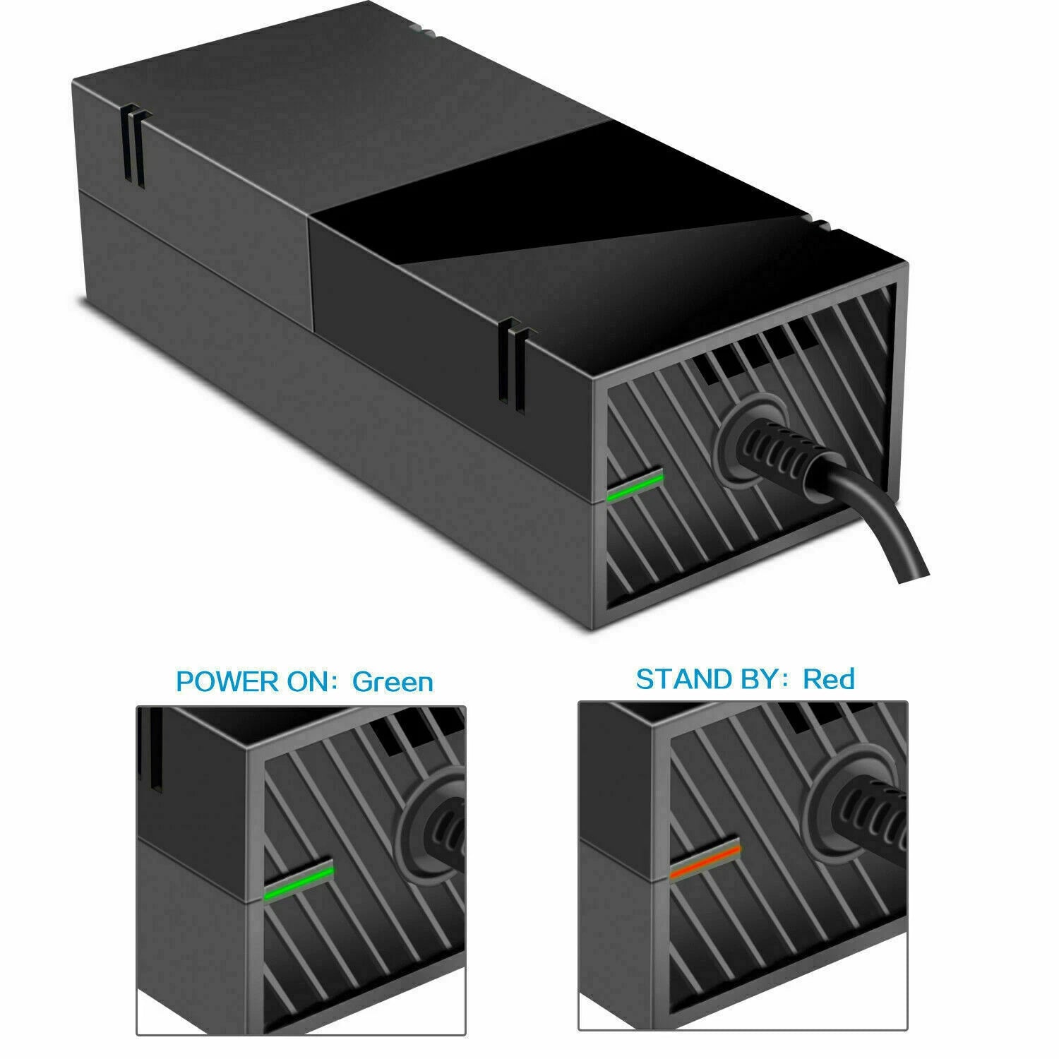 For Microsoft Xbox One Console AC Adapter Brick Charger Power Supply Cord Glossy