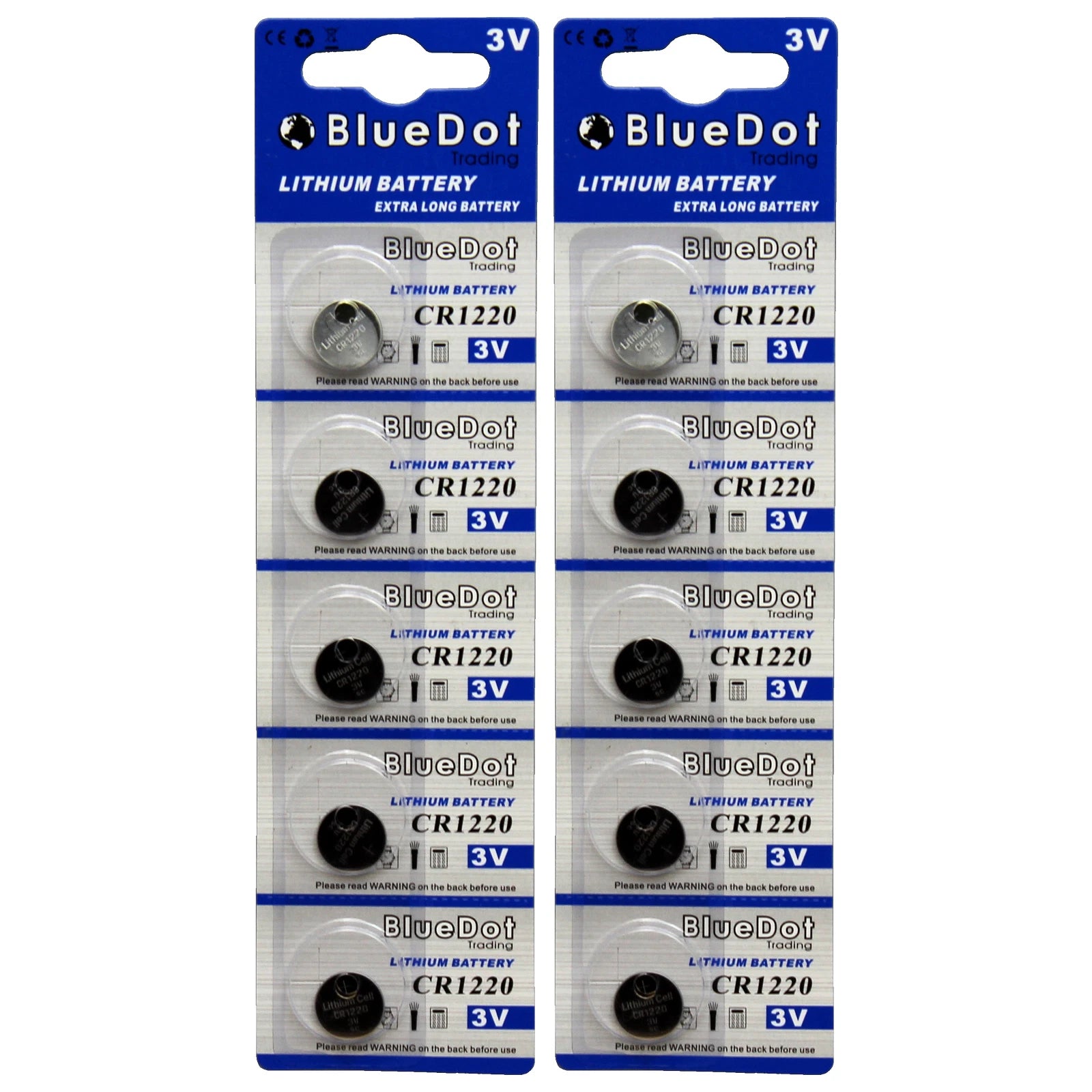 10 PCS CR1220 Lithium Battery 3V Button Cell Watch Remote US free shipping