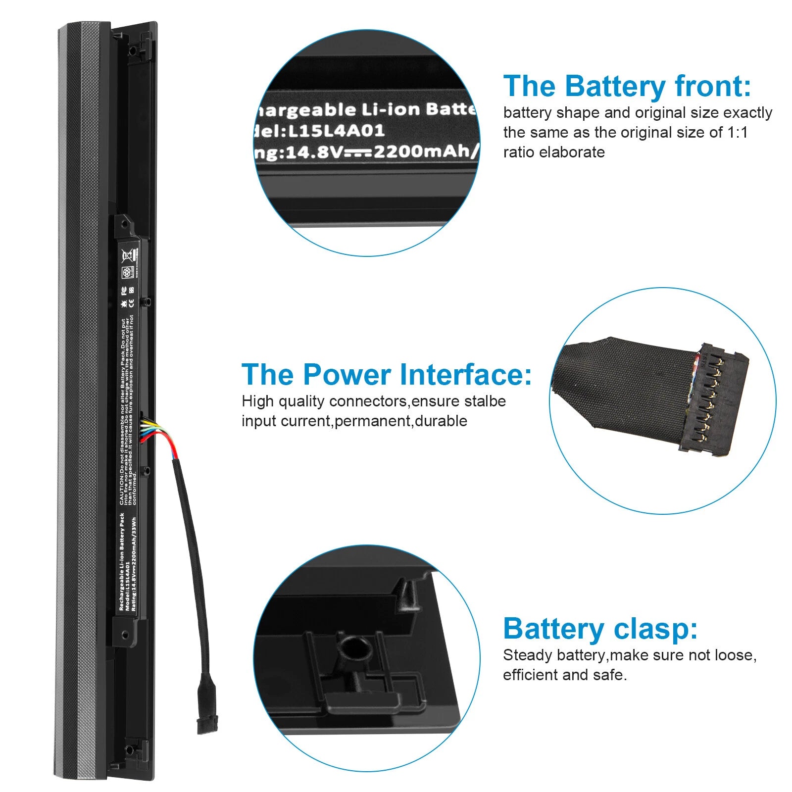 Battery For Lenovo Ideapad 100-15IBD 110-15ISK 100-14IBD L15S4A01 L15L4A01 33Wh