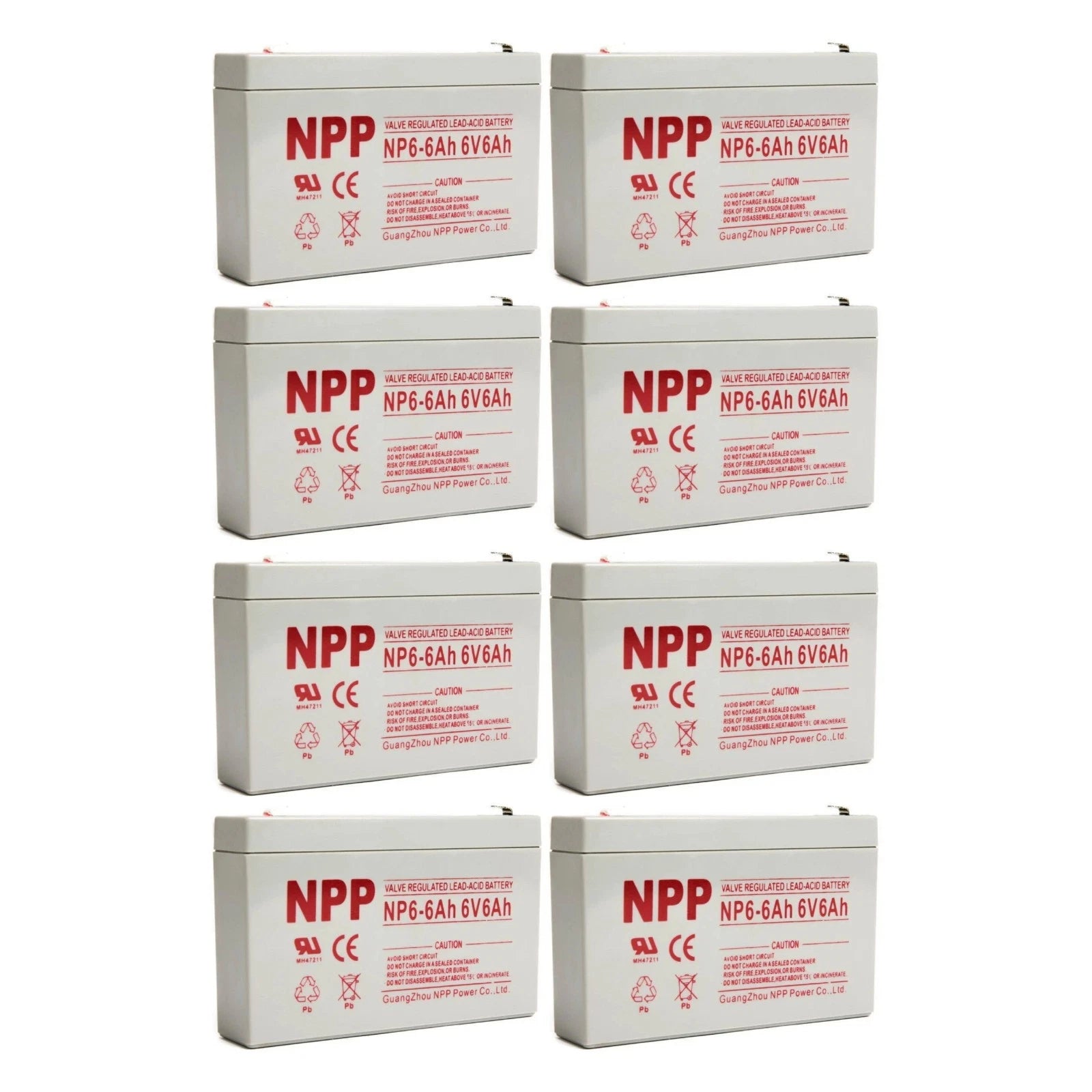 8PC NPP NP6-6Ah 6V 6Ah AGM VRLA General Series Battery