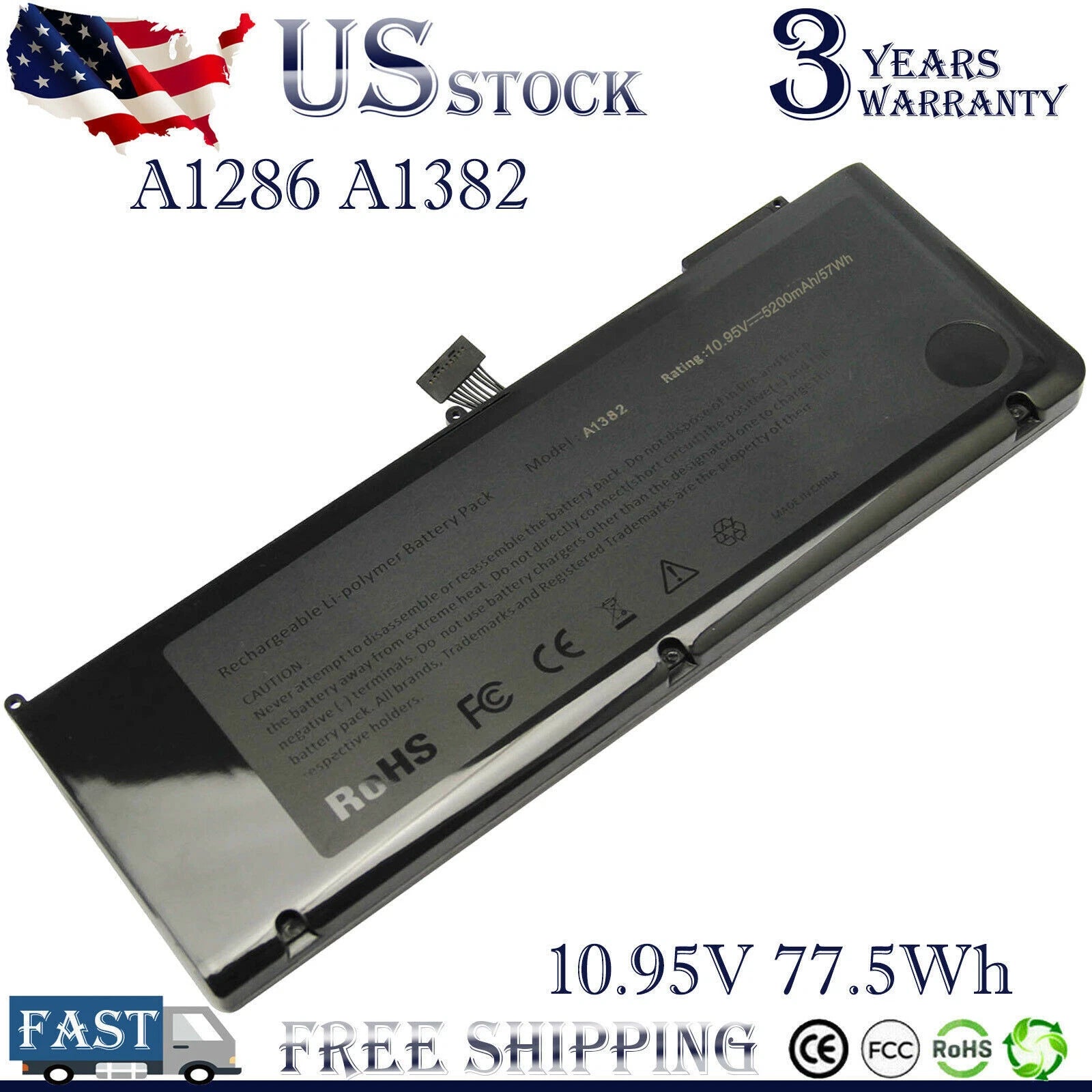 A1321 A1382 Battery for Apple Macbook Pro 15 Inch A1286 Mid 2009 2010 MC118LL/A