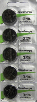 New Energy CR2016 Lithium Battery, Package of 5