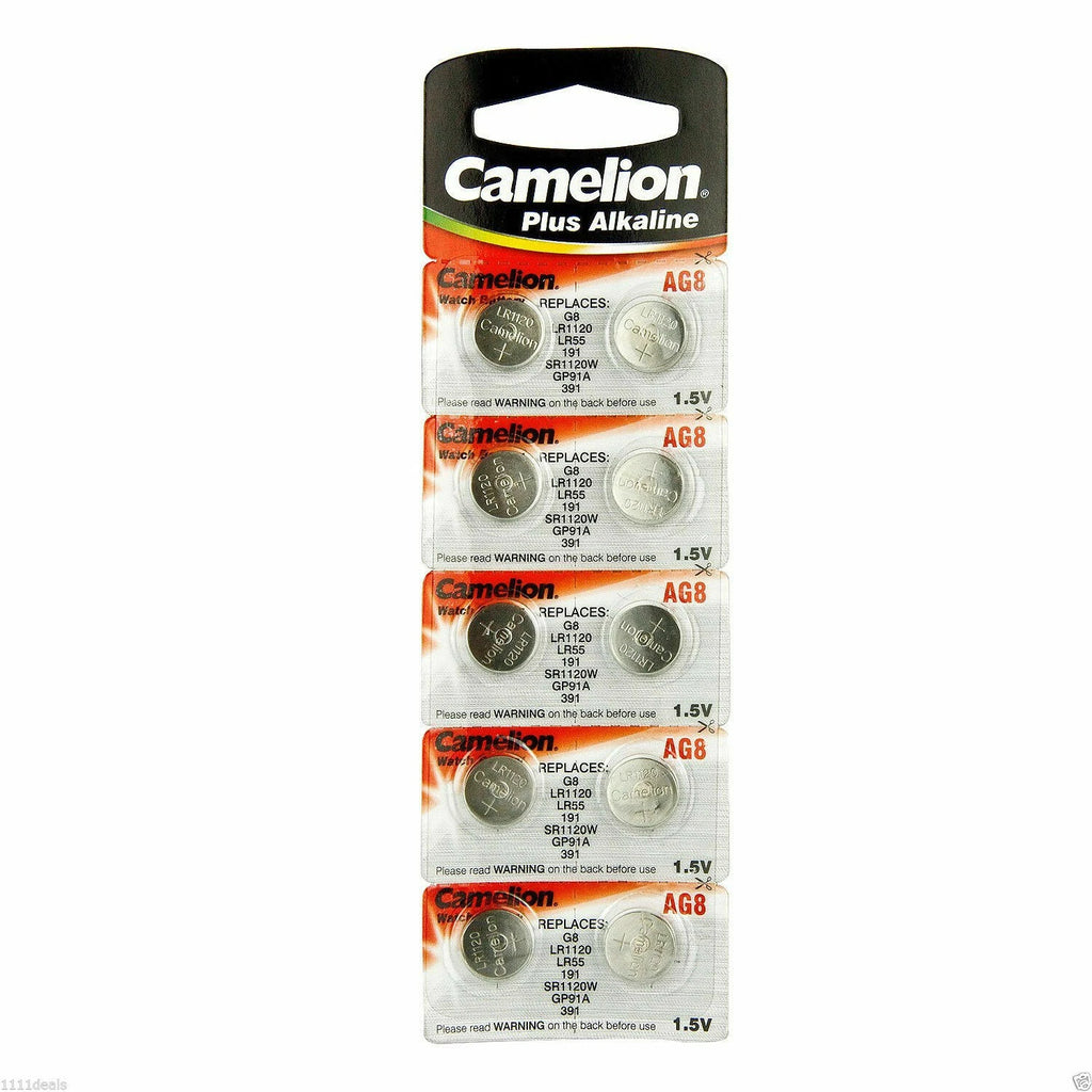 10 Pk Camelion AG8 LR1120 391 391A SR1120 LR55 Alkaline Button Cell Battery