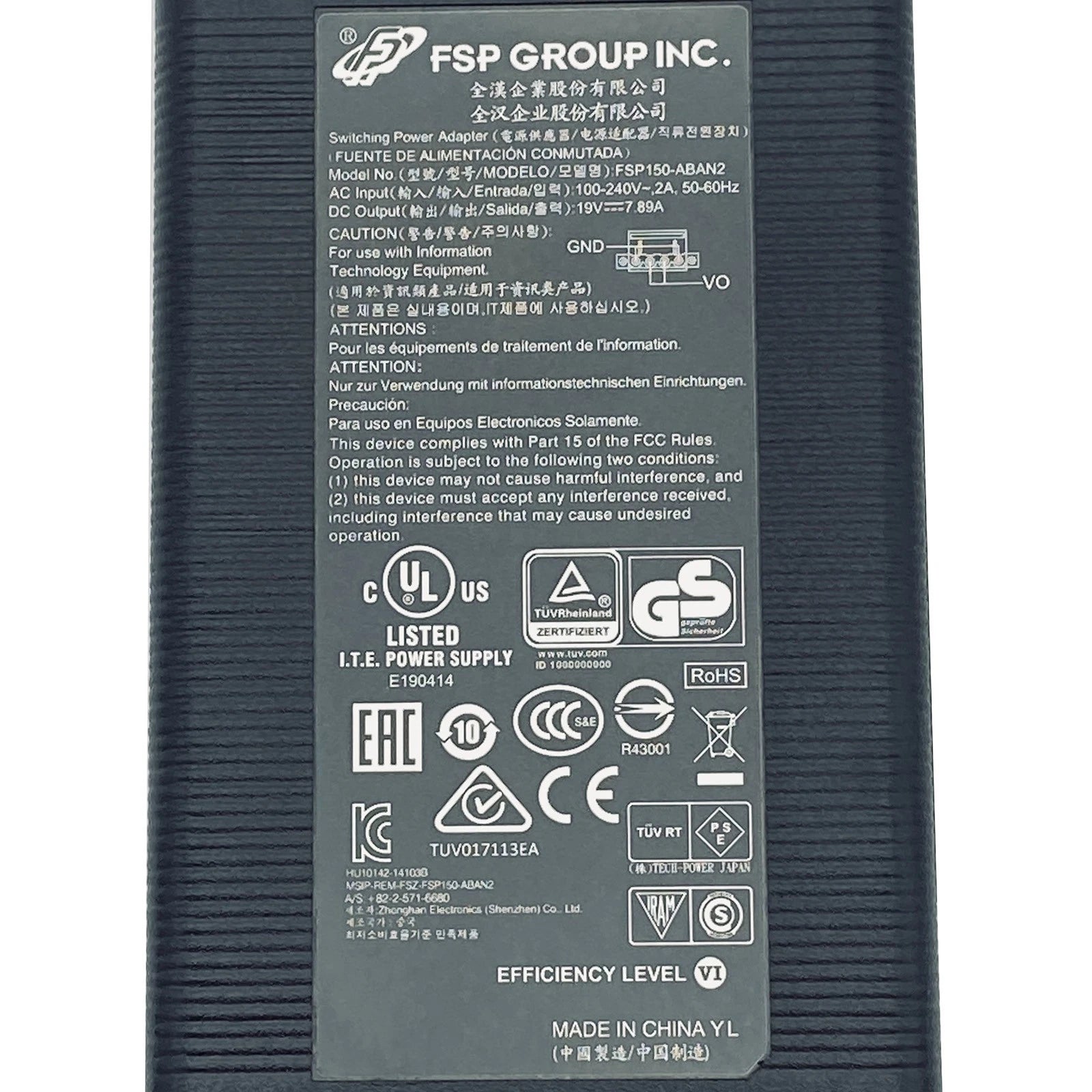 NEW Original FSP 150W AC Power Adapter 19V FSP150-ABAN2 Charger - 4-Pin