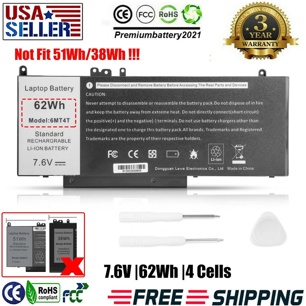 6MT4T Battery For Dell Latitude E5470 E5570 Precision 3510 79VRK 7V69Y 7.6V 62Wh