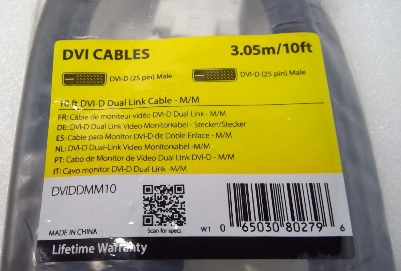 StarTech.com DVIDDMM10 10ft DVI-D 25pin Dual Link Cable M/M 2560x1600 9.9 Gbit/s
