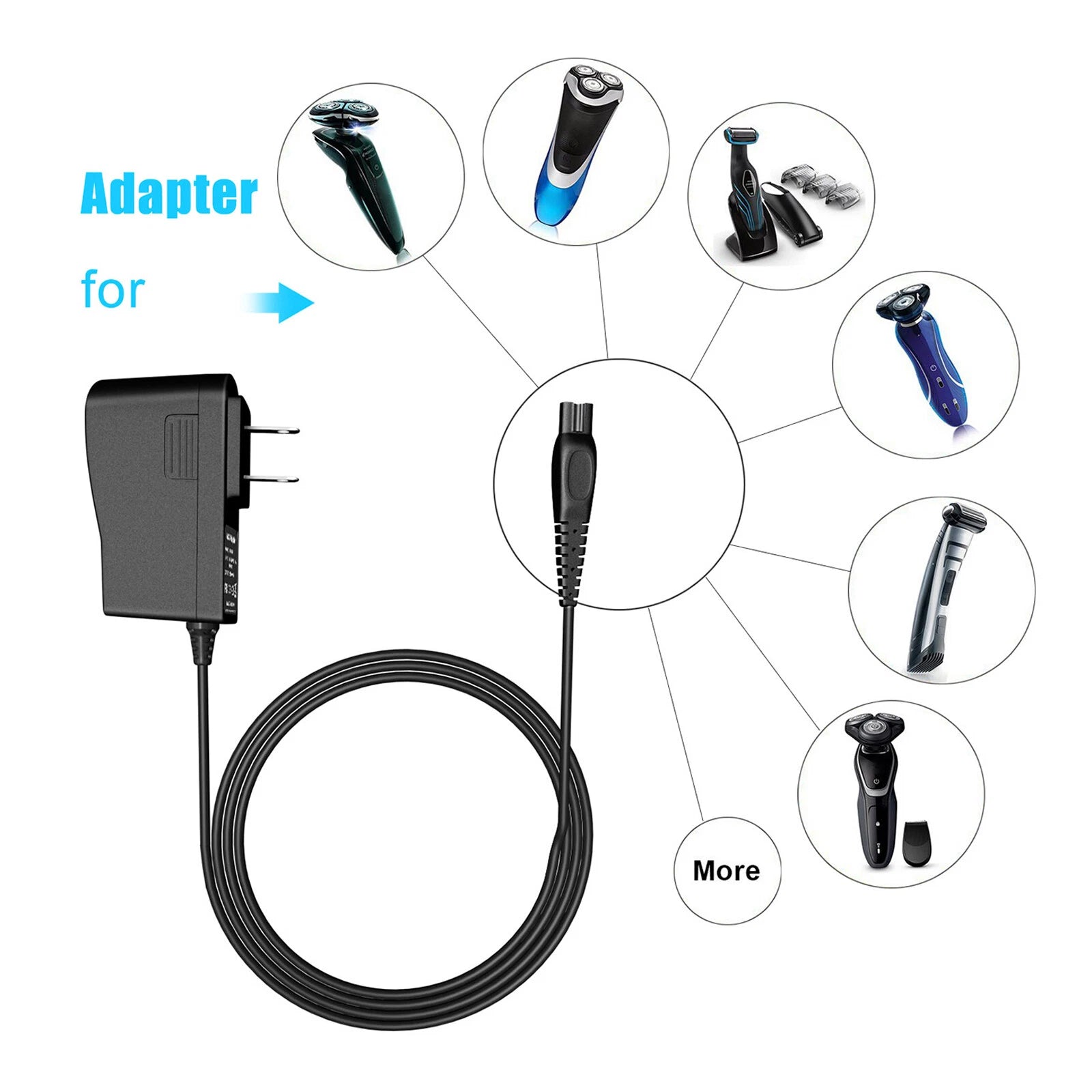 For Philips Norelco Electric Shaver HQ8505 Charger AT895 PT724 S5290 Power Cord