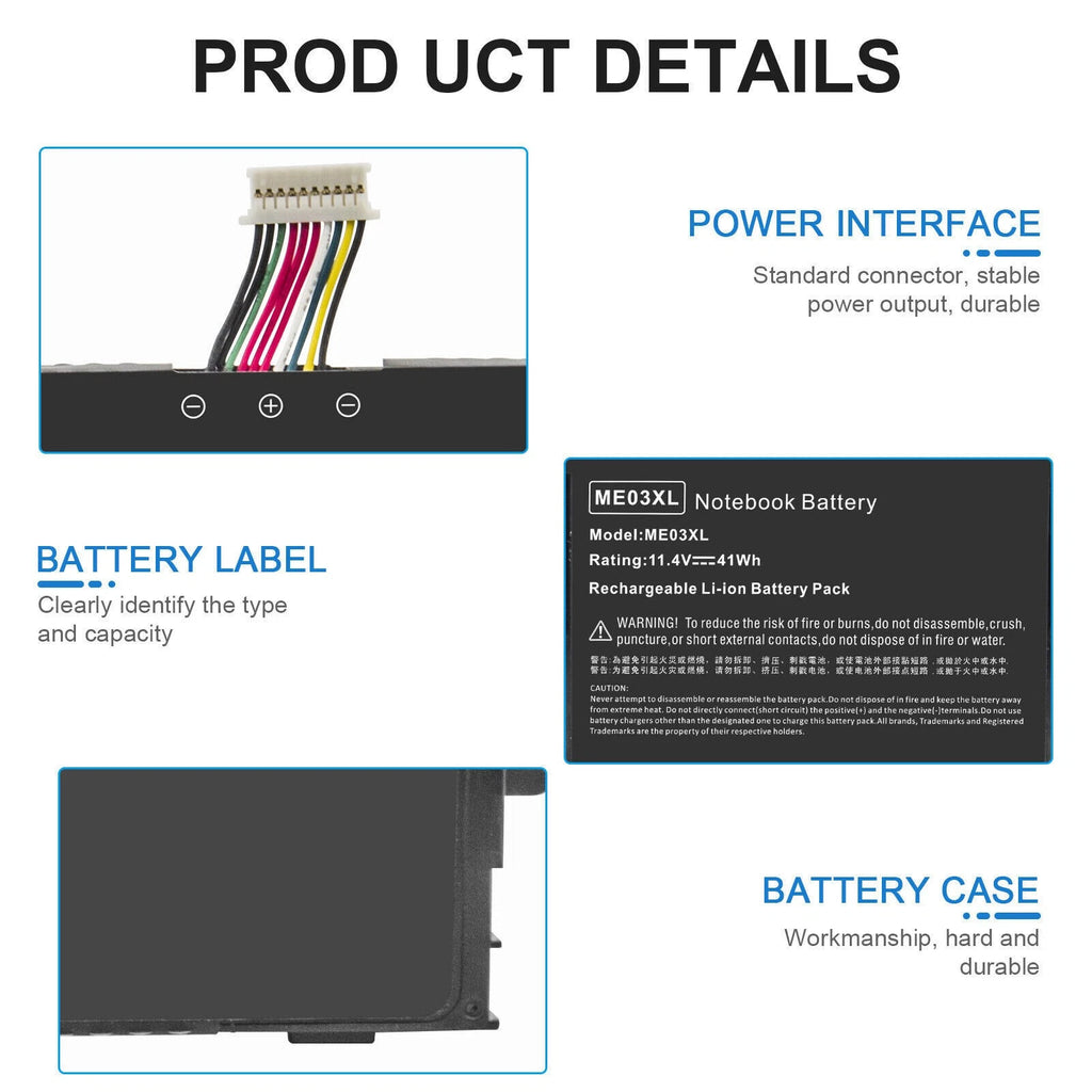 41Wh ME03XL Battery For HP Stream 11-d010nr 11-d010wm Serie Ultrabook 787089-541