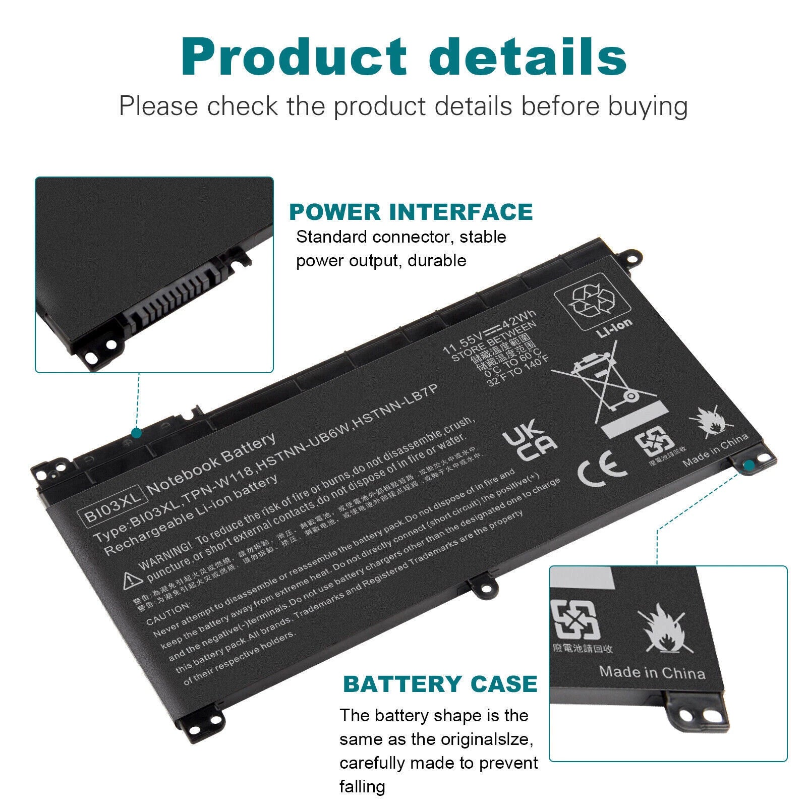 BI03XL Battery For HP Pavilion X360 13-U M3-U 13-u000 M3-U001DX M3-U103D 42Wh