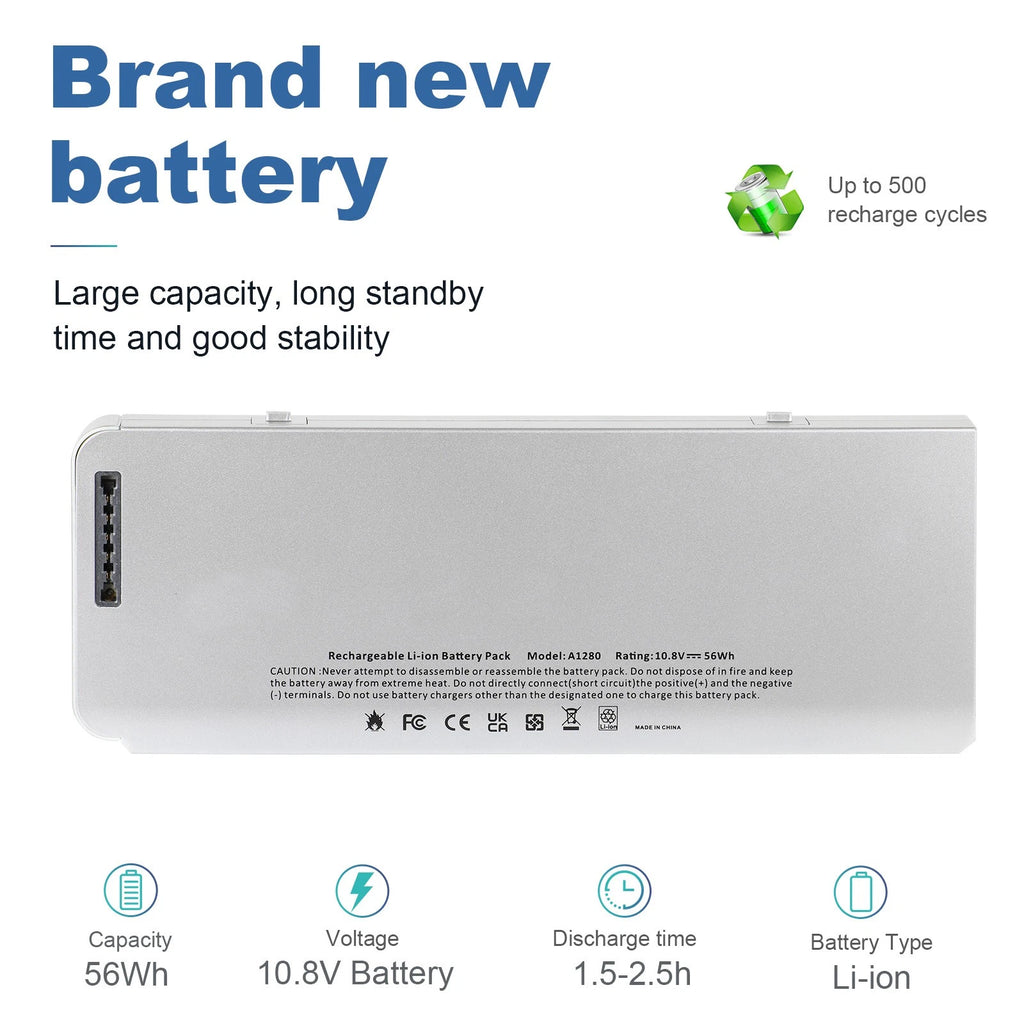 Battery A1280 For Apple MacBook 13"Aluminum Unibody A1278 MB466 MB467 MB771 56Wh