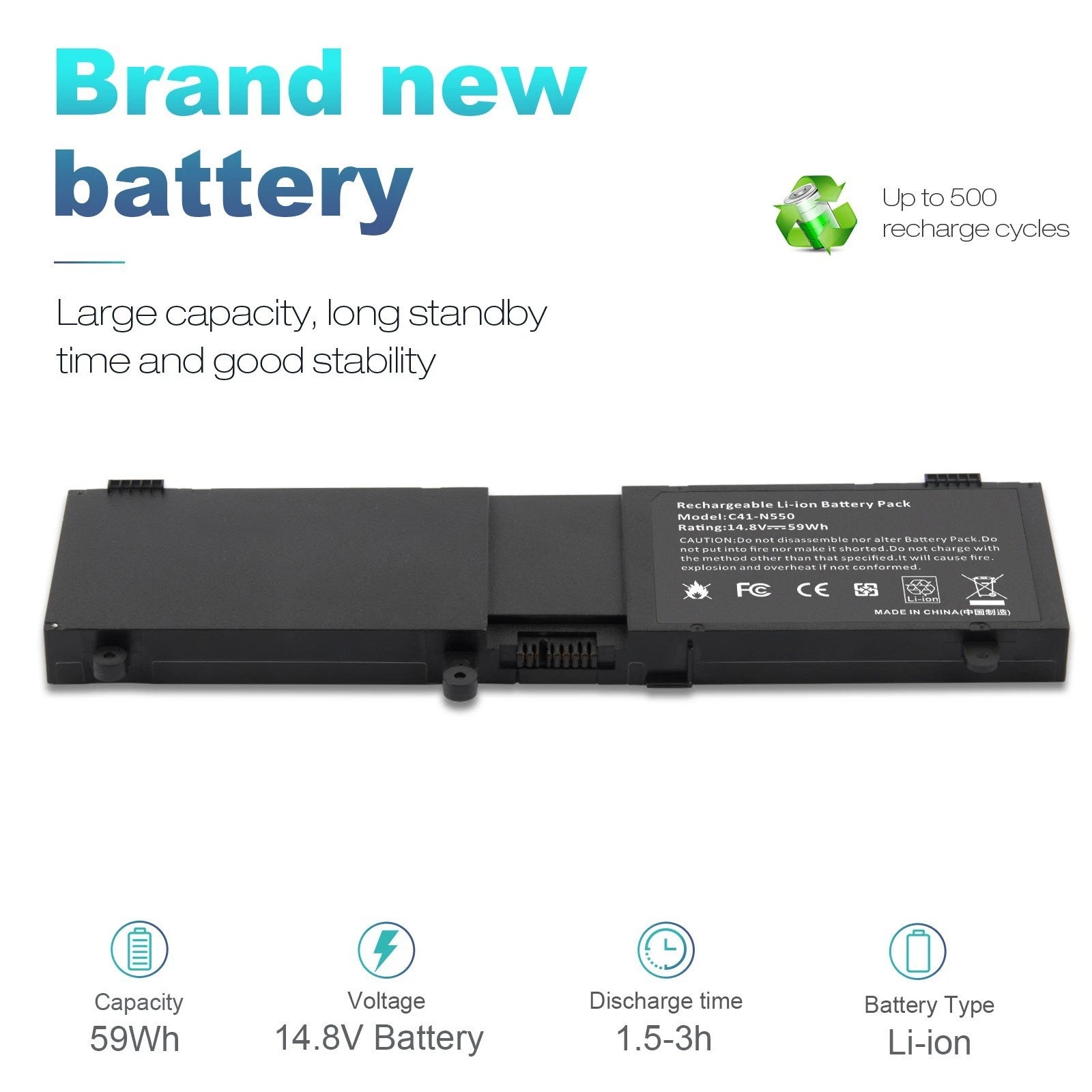 New C41-N550 Battery for Asus N550 N550J N550JA N550JV N550JK Q550L G550J 59Wh