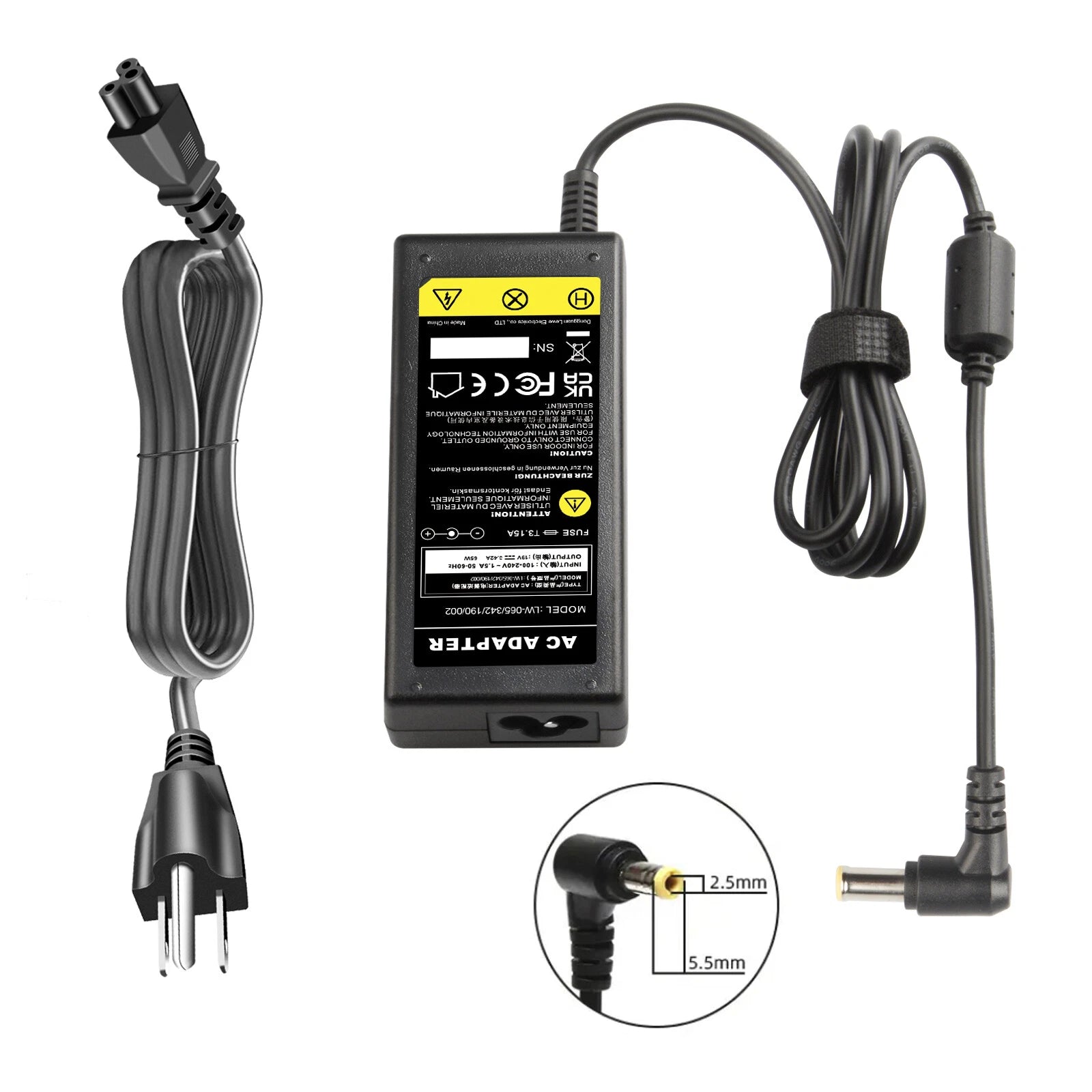 AC Adapter Charger for Toshiba Satellite C655-S5512 C655-S5514 Laptop Power Cord