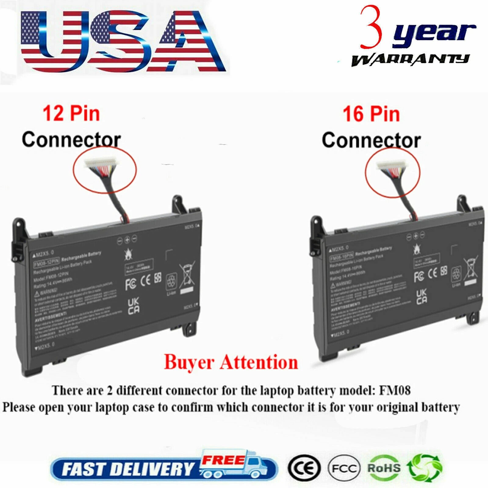 FM08 16Pin 12Pin battery for HP OMEN 17-AN008CA 17-AN012DX 17-AN013DX 17-AN020CA