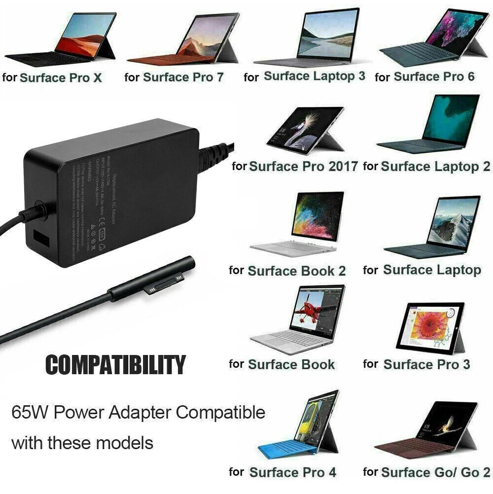 65W 15V 4A Adapter Charger for Microsoft Surface Book/ Pro 4 Q4Q-00001 1706 Go