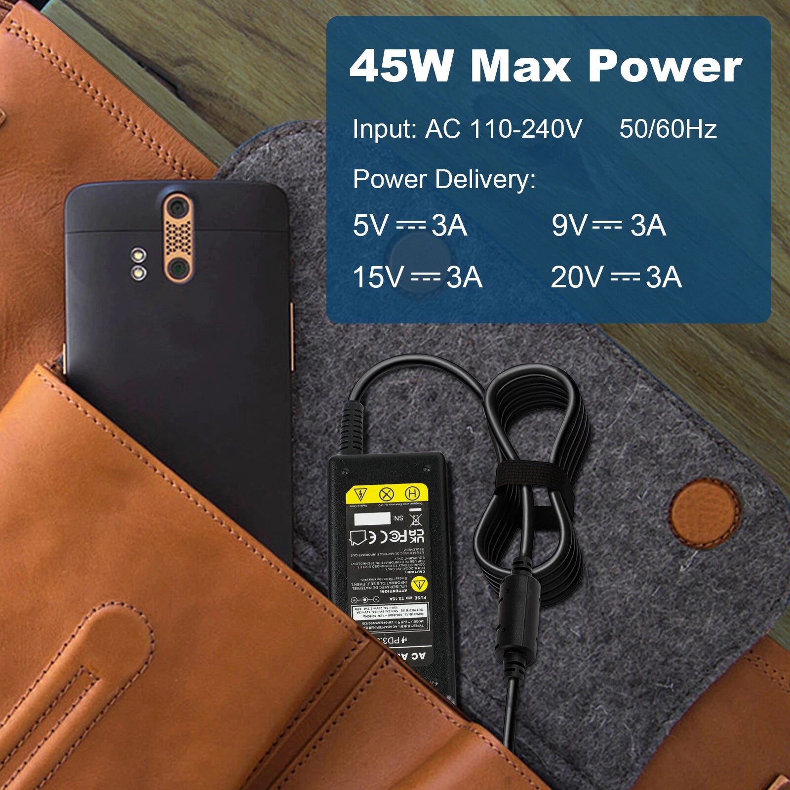 New 45W Chromebook Charger, USB Type C Charger for HP Lenovo Dell Acer Samsung
