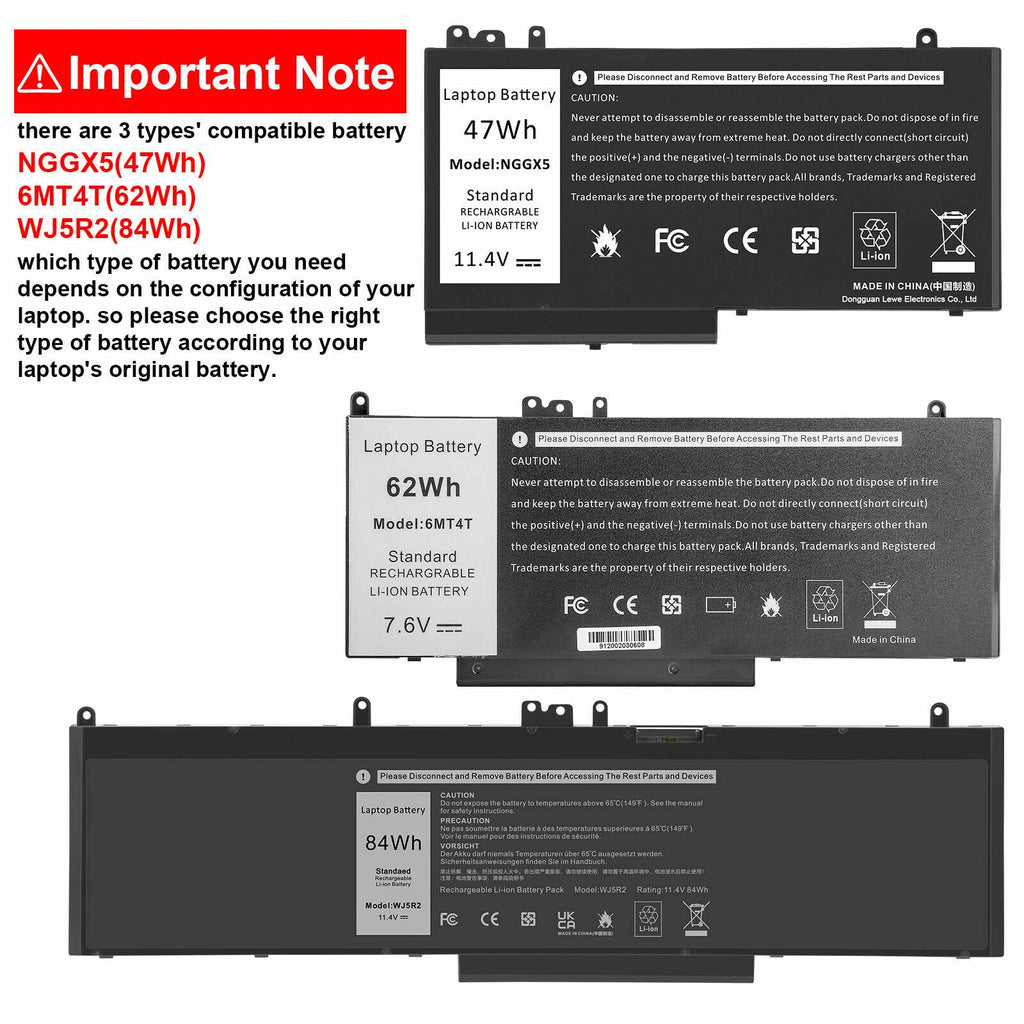WJ5R2 84Wh Battery for Dell Latitude 5570 E5570 Precision 3510 4F5YV G9G1H 84Wh