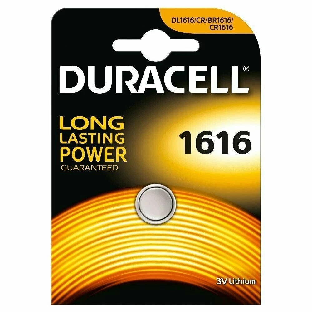 1 x 1616 Duracell Coin Cell Battery - Lithium 3V - (CR1616, DL1616, ECR1616, YA)