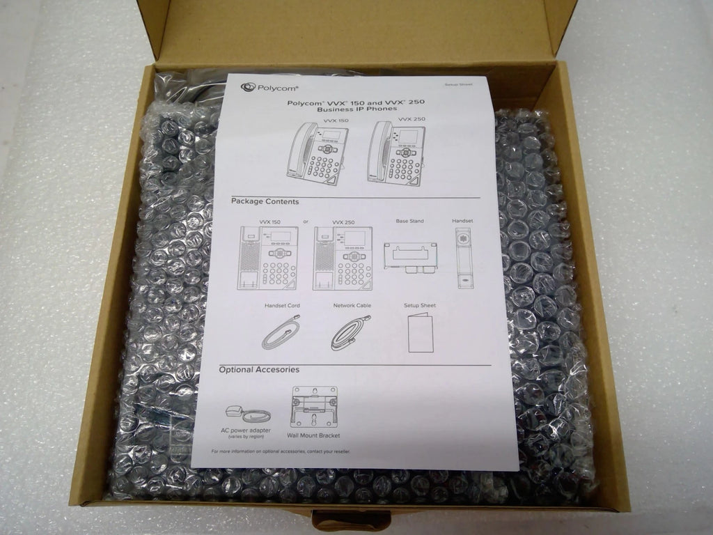 Polycom VVX 250 Desktop POE Phones 2200-48820-025