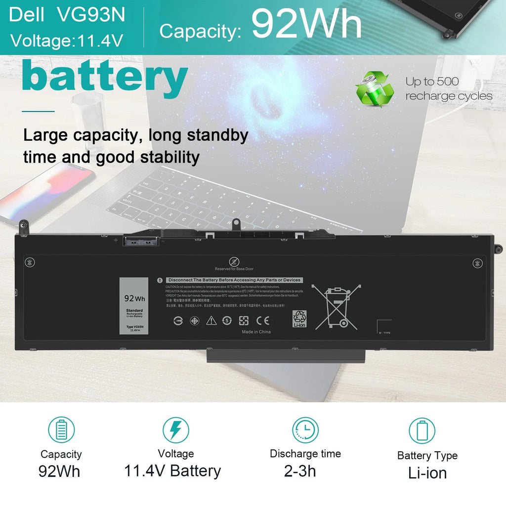New VG93N 92Wh Battery for Dell Latitude 5580 5591 Precision 15 3520 3530 WFWKK