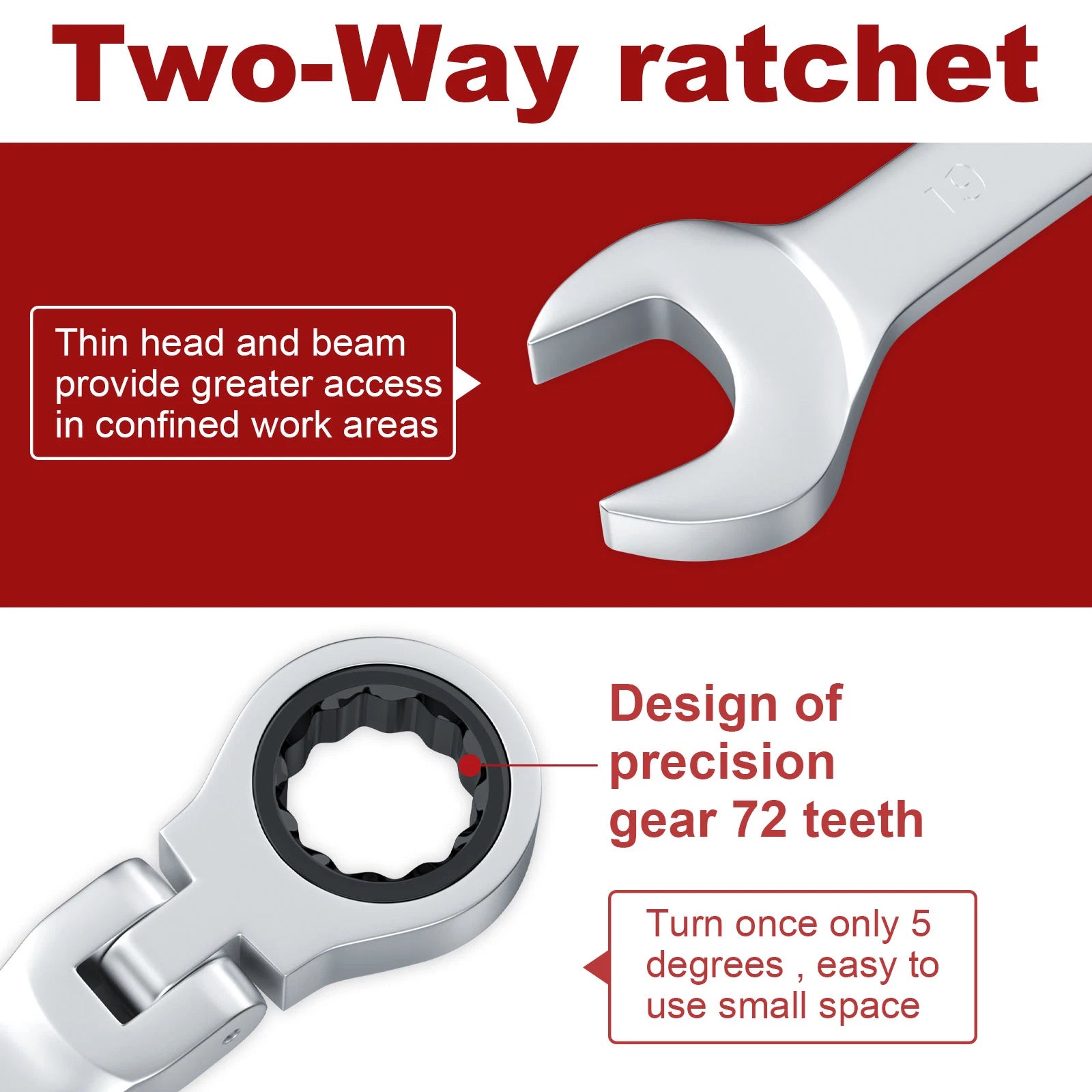 12Pc 8-19mm Flexible Head Ratcheting Wrench Combination Spanner Auto Tool Metric