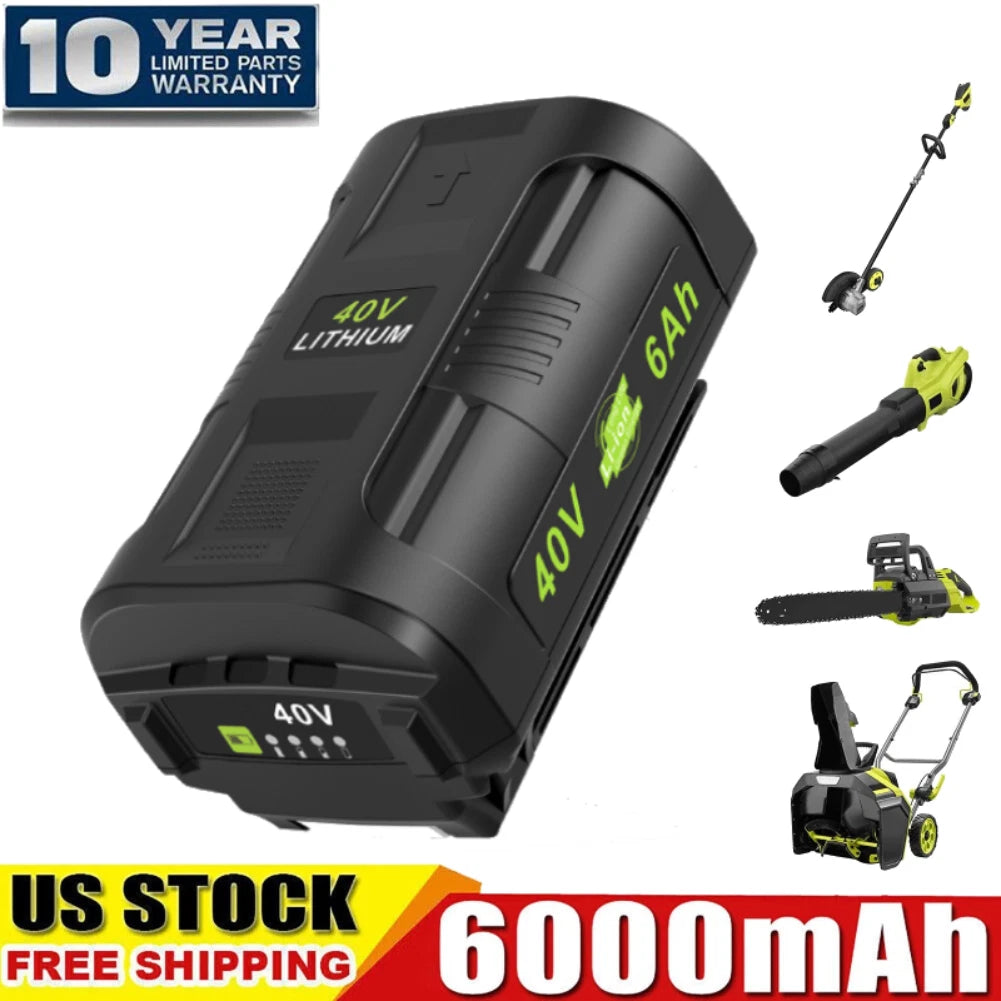 40V 6.0Ah Battery for Ryobi 40 Volt Lithium OP4050 OP40602 OP40261 OP4060 OP4030