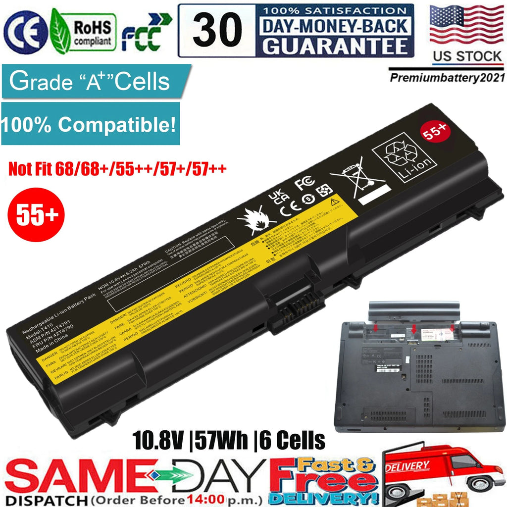 ?6 Cells Laptop Battery for Lenovo Thinkpad T410 T420 T510 T520 SL410 SL510 W510