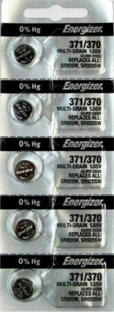 Energizer 371 370 SR920SW 1.55V Silver Oxide Battery BRAND NEW Genuine 5 Pack