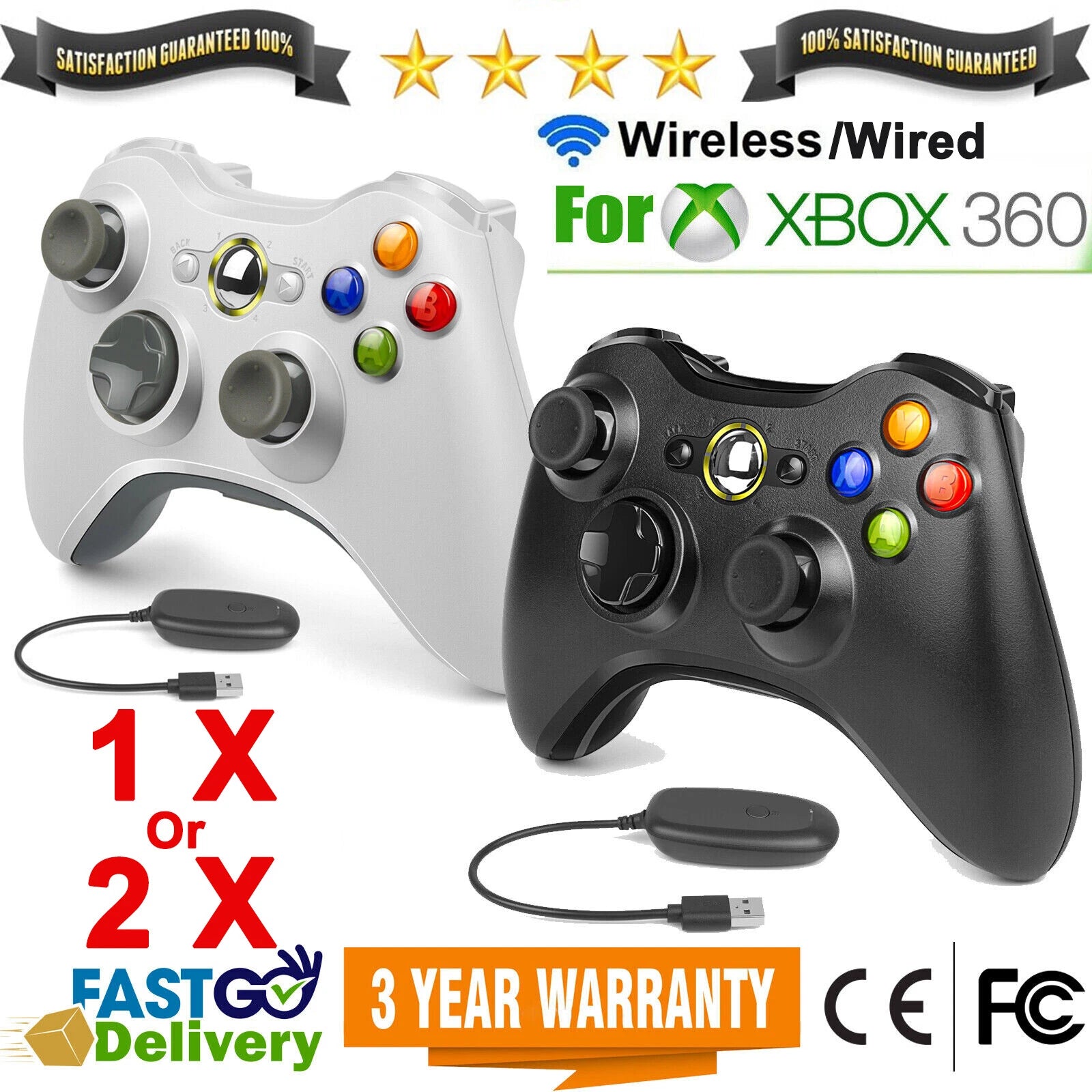1X & 2X Wired/Wireless Controller For Microsoft Xbox 360/360S Windows 11/10/8/7