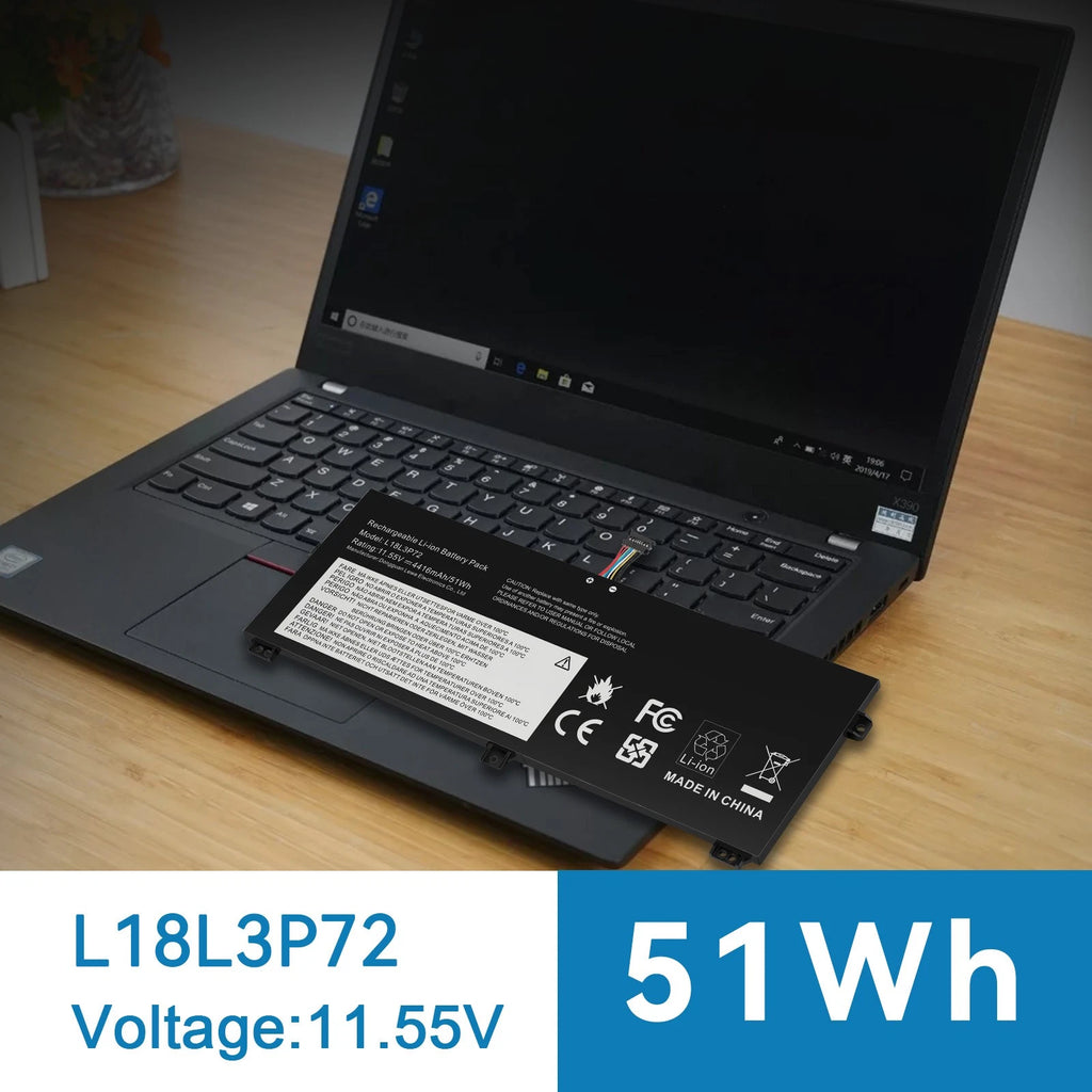 New L18M3P72 Battery For Lenovo ThinkPad X13 Yoga 1st Gen X390 Yoga 51wh