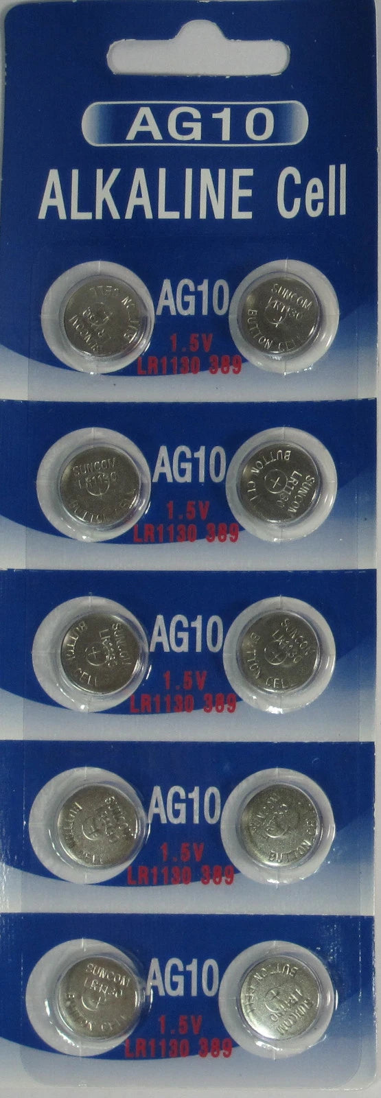 10 Pk AG10 LR1130 389 390 189 L1131 LR54 D389 Alkaline Button Cell Battery